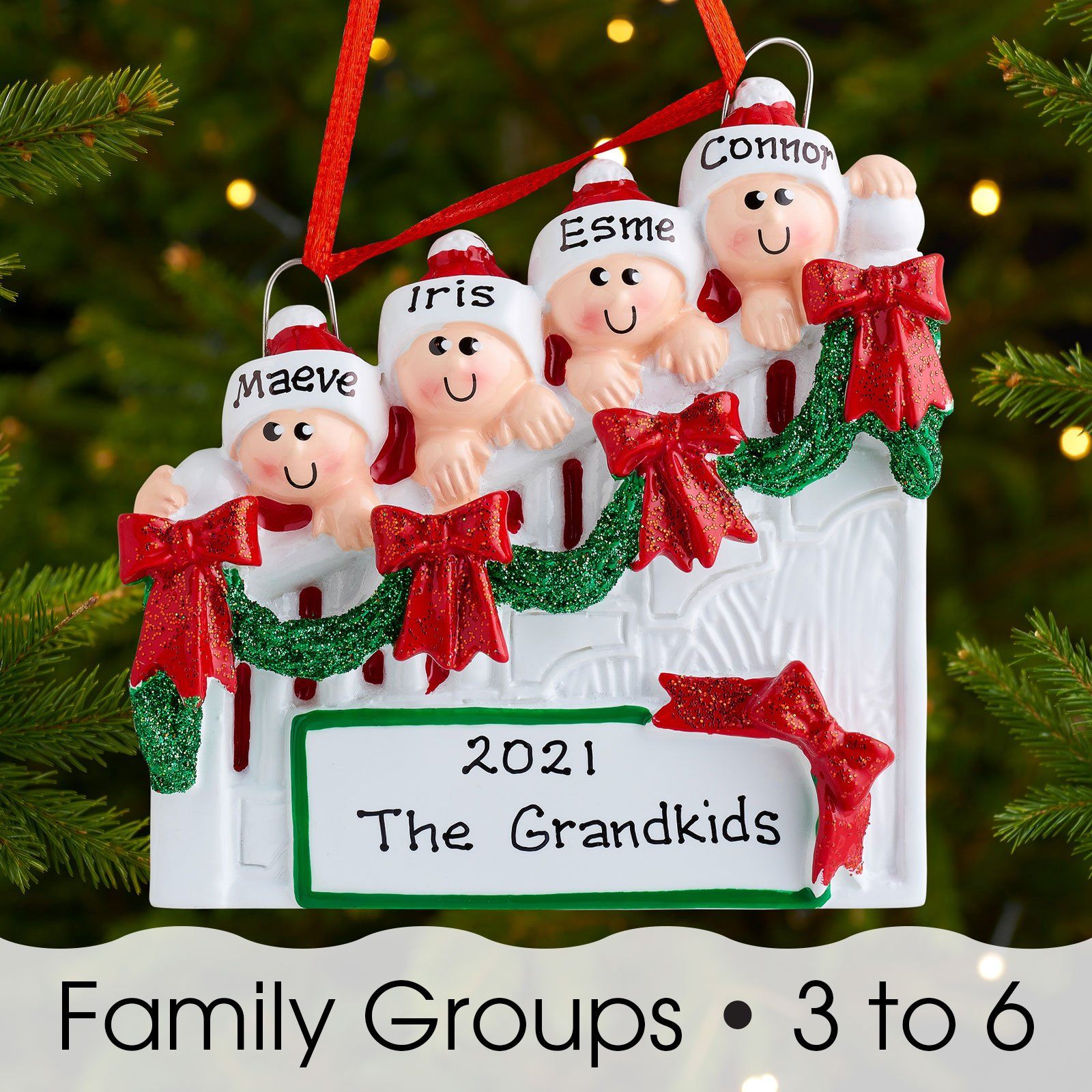 Christmas Ornament - Personalised Family Christmas Xmas Tree Decoration Ornament - Christmas Staircase Family