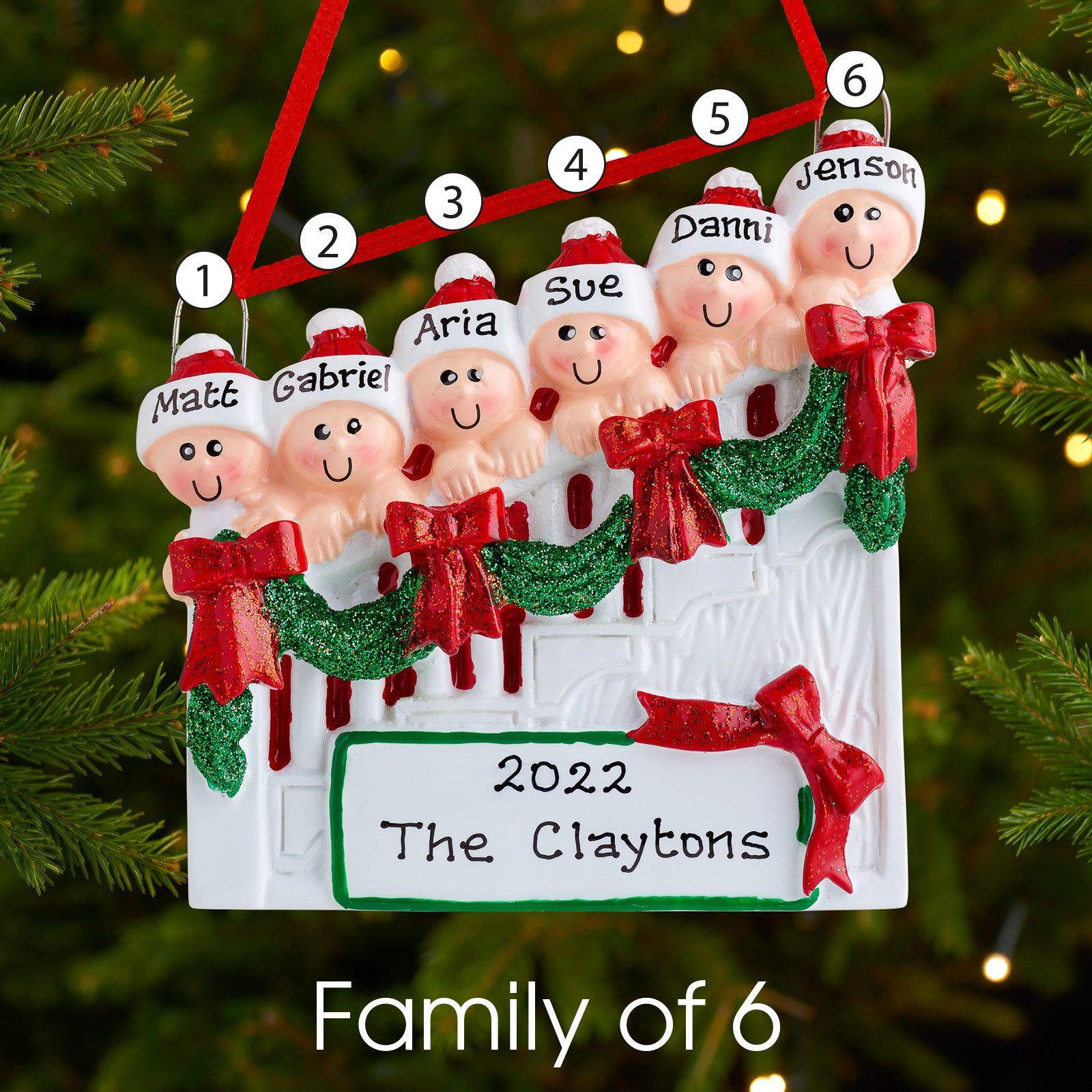 Christmas Ornament - Personalised Family Christmas Xmas Tree Decoration Ornament - Christmas Staircase Family