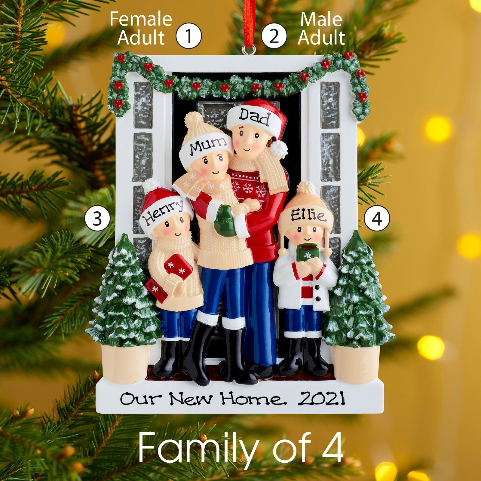 Christmas Ornament - Personalised Family Christmas Xmas Tree Decoration Ornament - Farm House Family