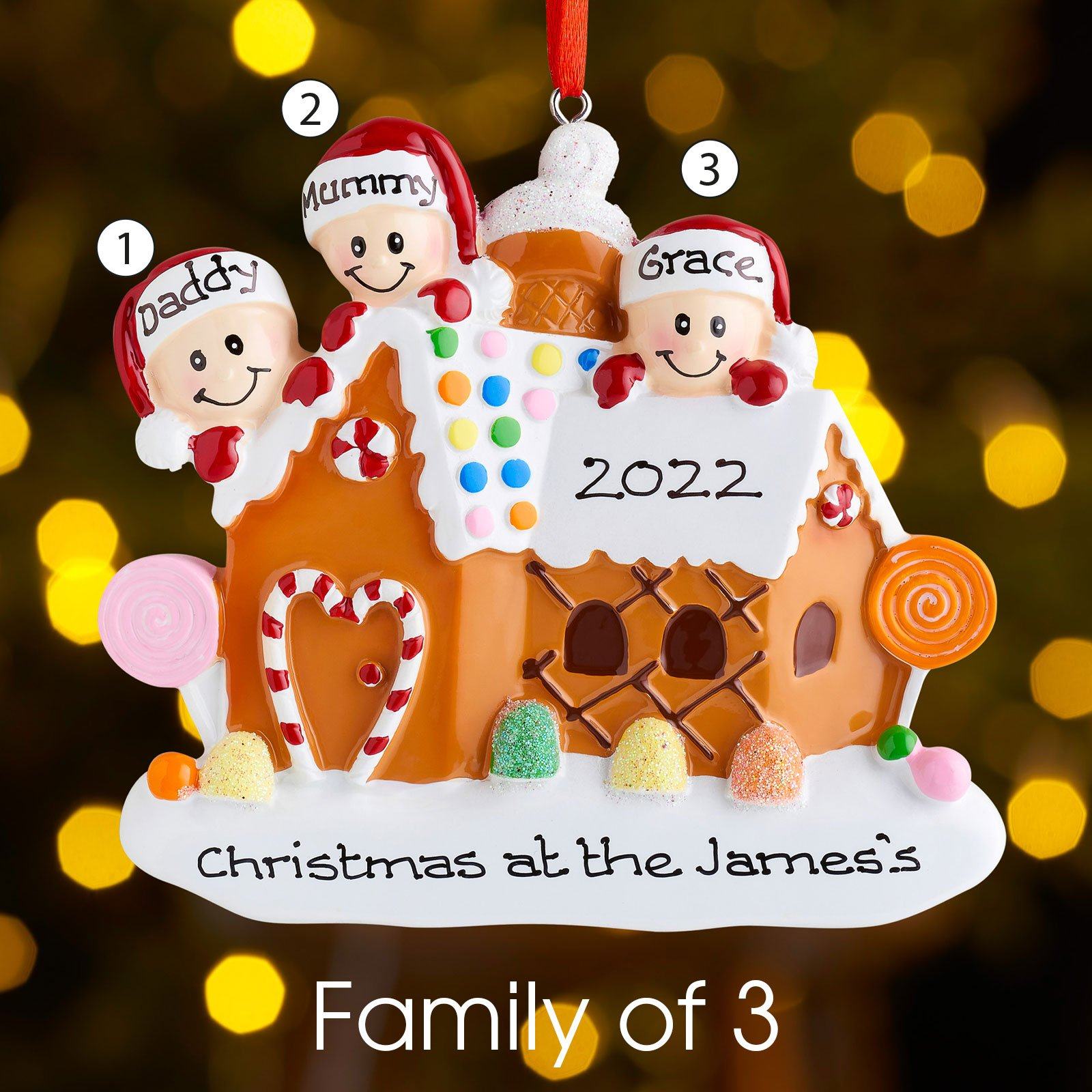 Shop Personalized Gingerbread House Cookie Family Of 3 Christmas Tree  Ornament