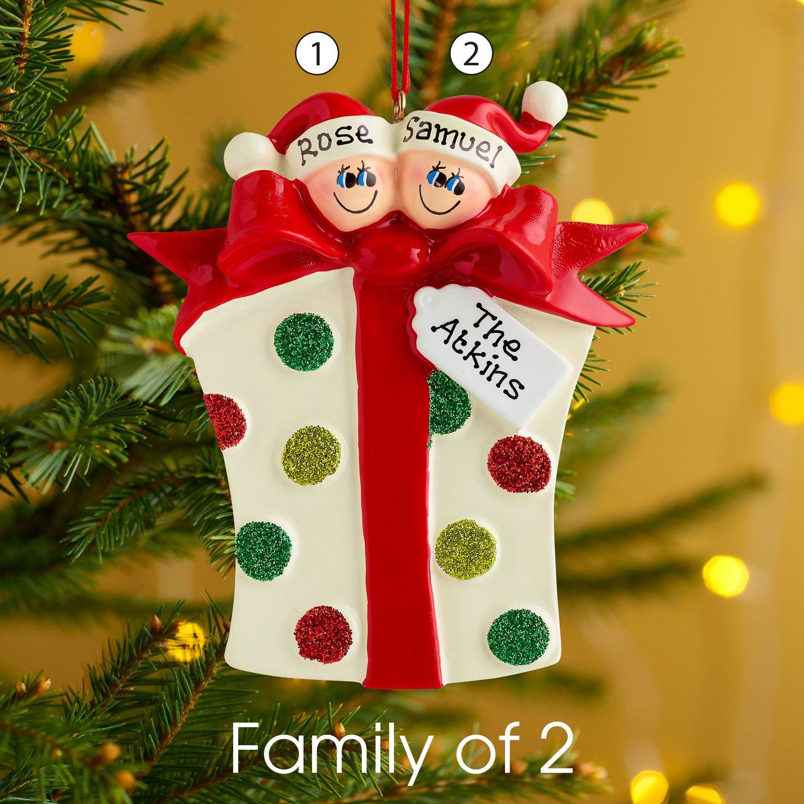 Christmas Ornament - Personalised Family Christmas Xmas Tree Decoration Ornament - Glitter Gift Family