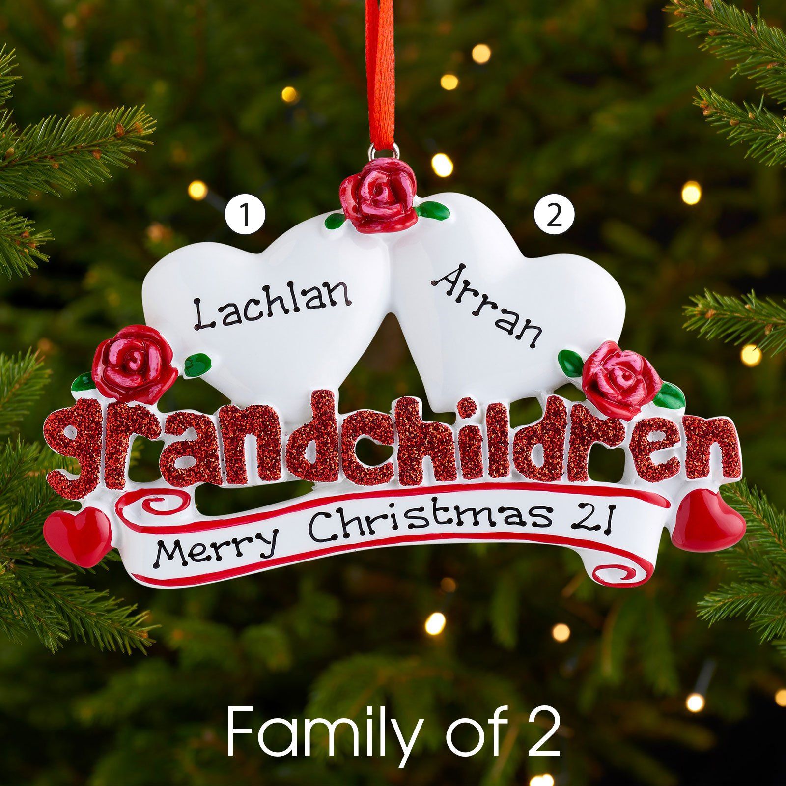 Christmas Ornament - Personalised Family Christmas Xmas Tree Decoration Ornament - Grandchildren