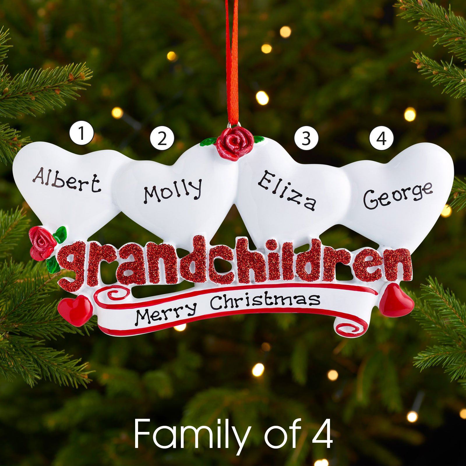 Christmas Ornament - Personalised Family Christmas Xmas Tree Decoration Ornament - Grandchildren