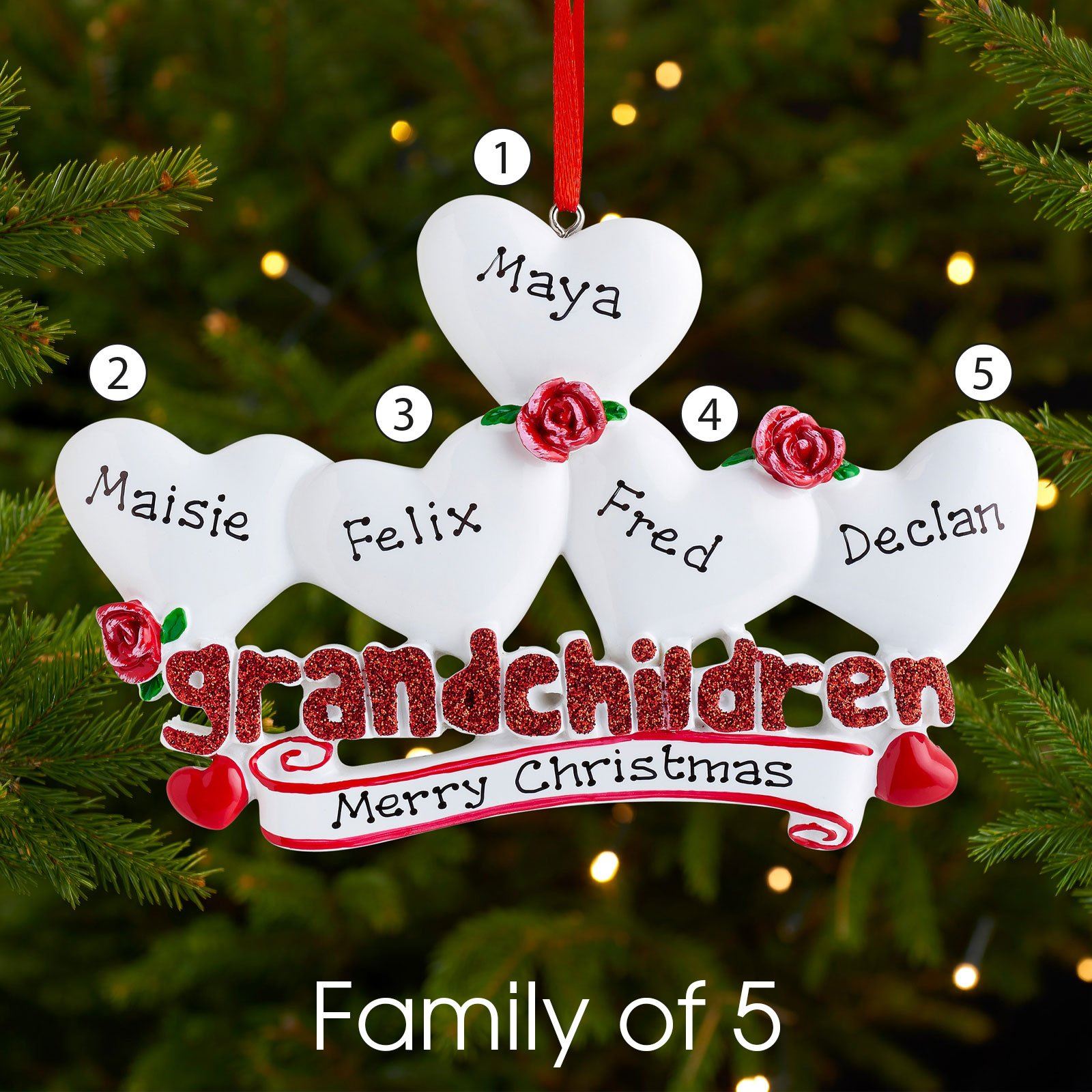 Christmas Ornament - Personalised Family Christmas Xmas Tree Decoration Ornament - Grandchildren