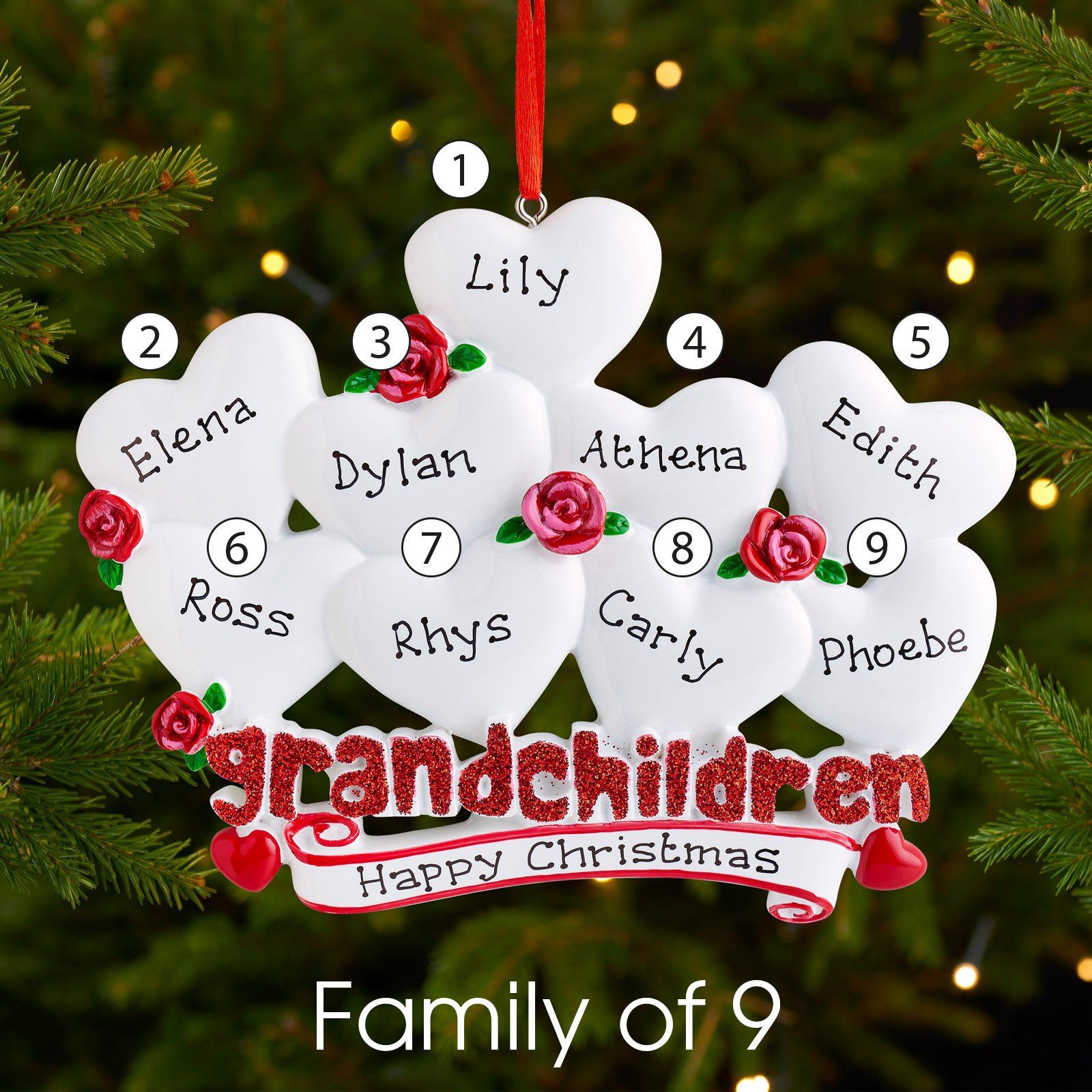 Christmas Ornament - Personalised Family Christmas Xmas Tree Decoration Ornament - Grandchildren