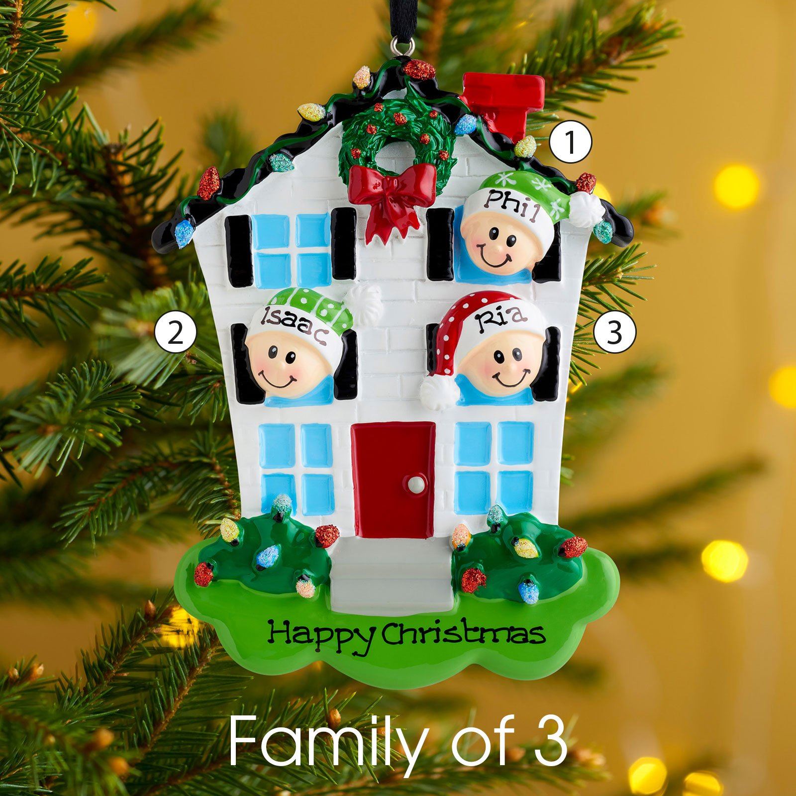 Christmas Ornament - Personalised Family Christmas Xmas Tree Decoration Ornament - House Family