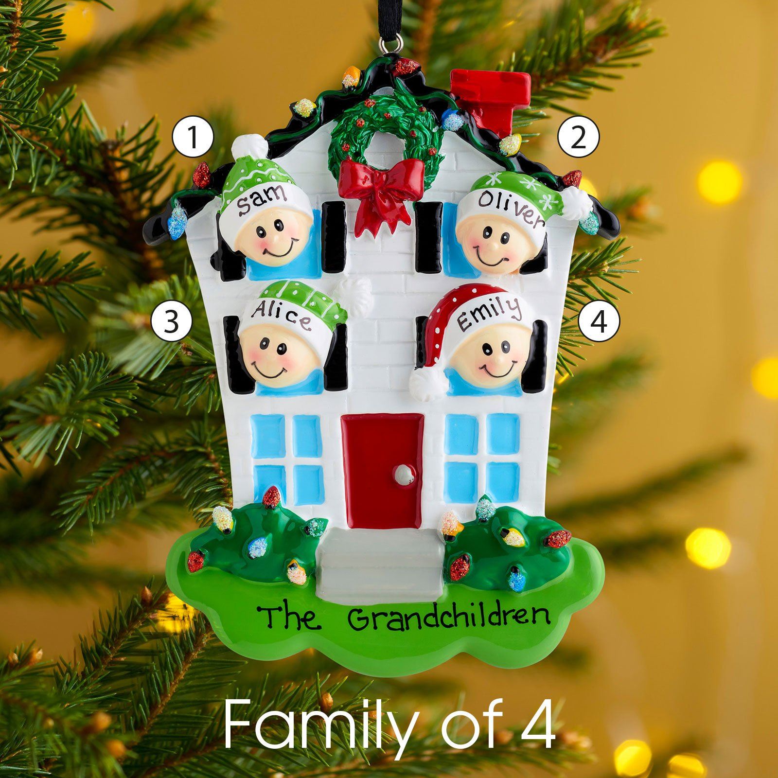 Christmas Ornament - Personalised Family Christmas Xmas Tree Decoration Ornament - House Family