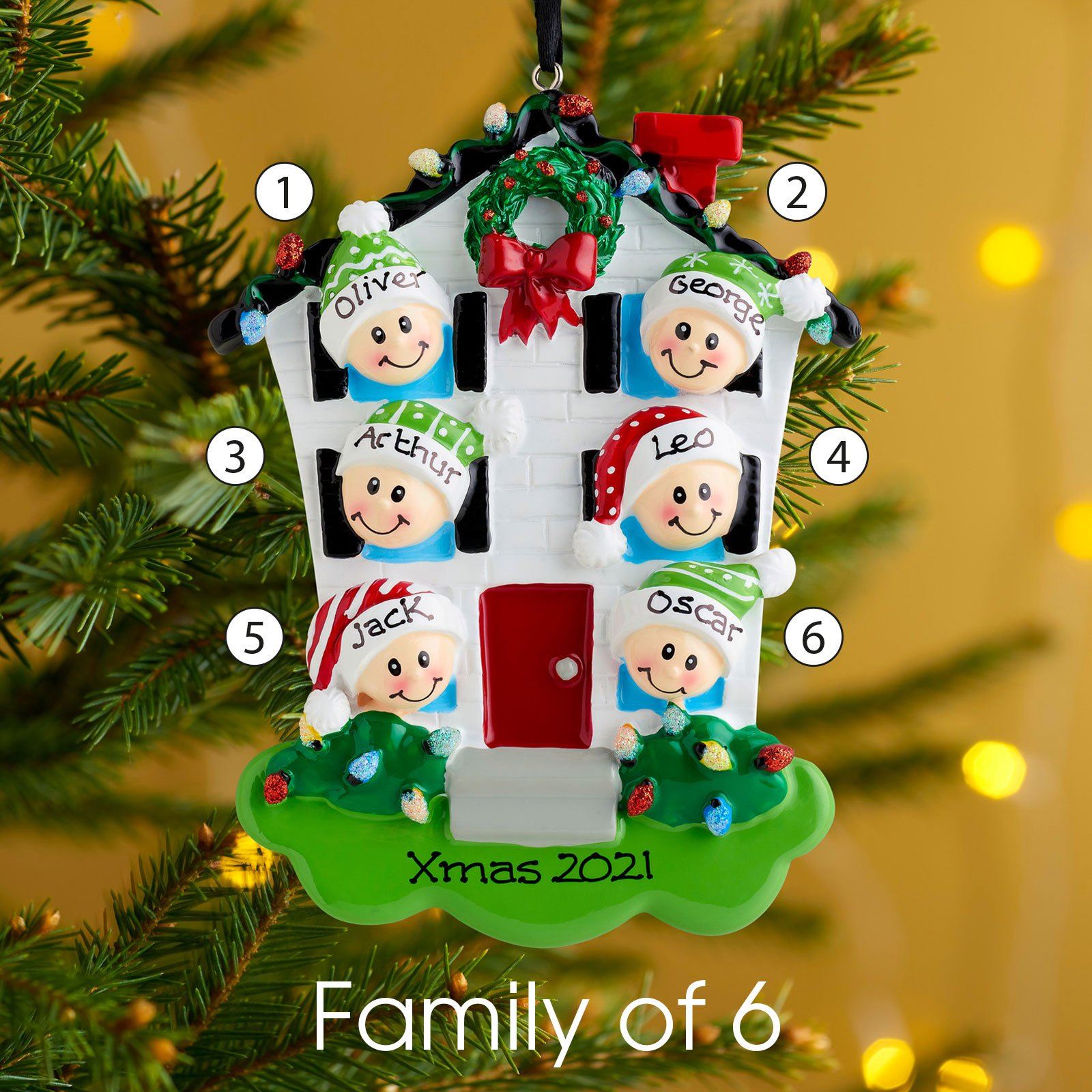 Christmas Ornament - Personalised Family Christmas Xmas Tree Decoration Ornament - House Family