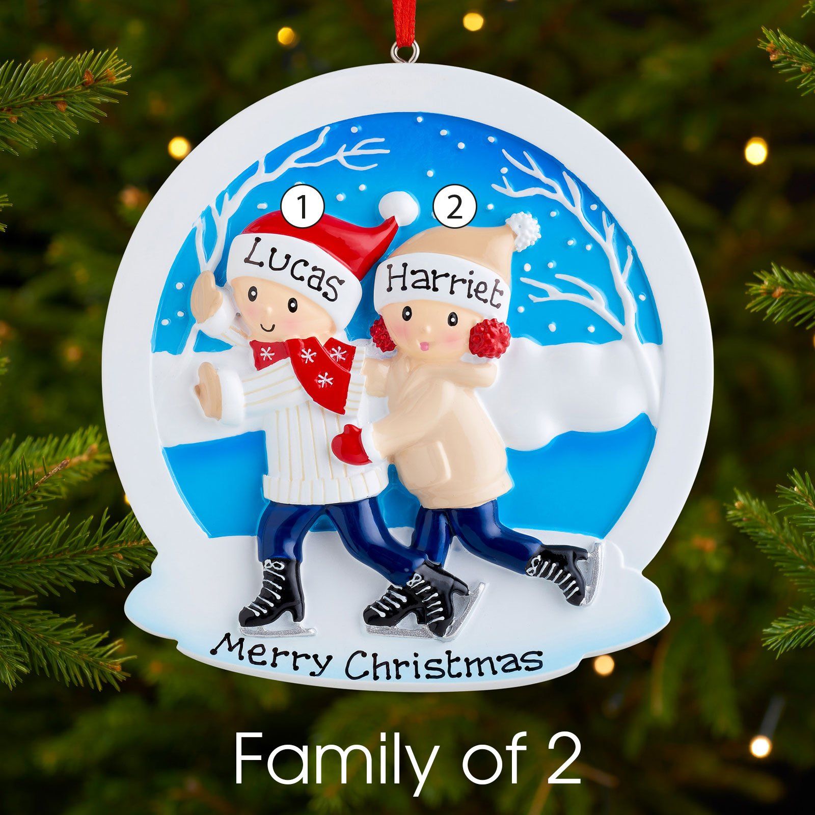 Christmas Ornament - Personalised Family Christmas Xmas Tree Decoration Ornament - Ice Skating Family