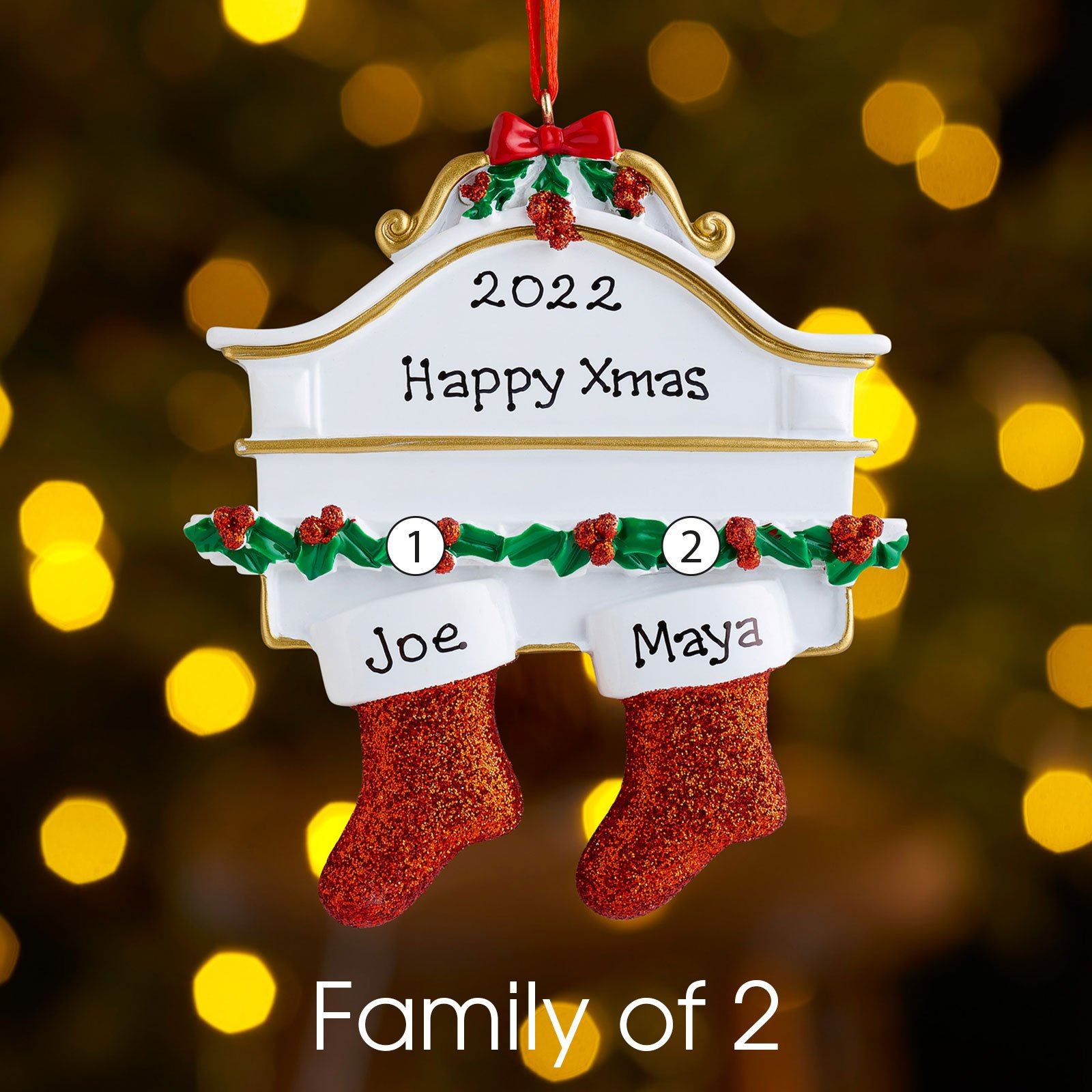 Christmas Ornament - Personalised Family Christmas Xmas Tree Decoration Ornament - Mantel Family