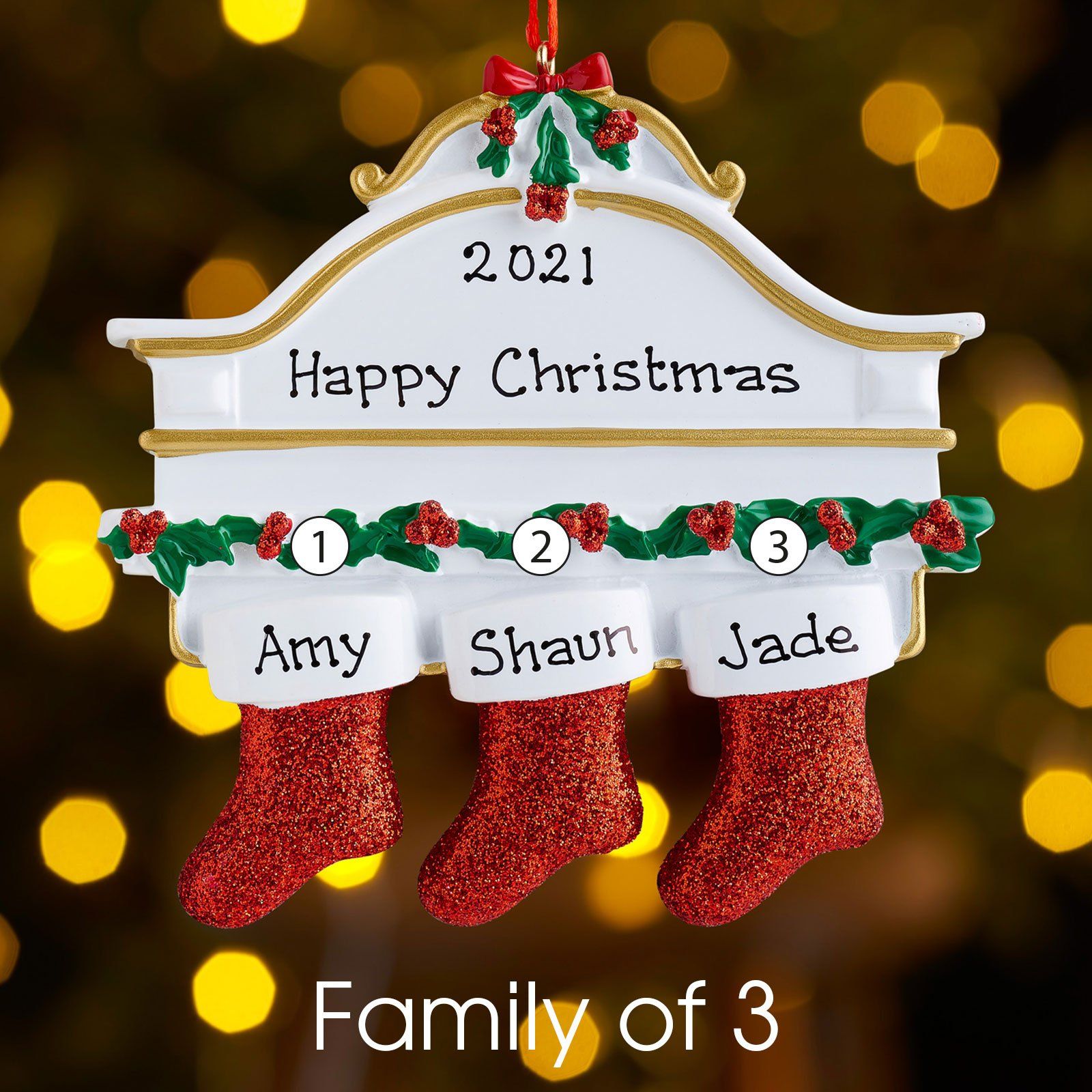 Christmas Ornament - Personalised Family Christmas Xmas Tree Decoration Ornament - Mantel Family