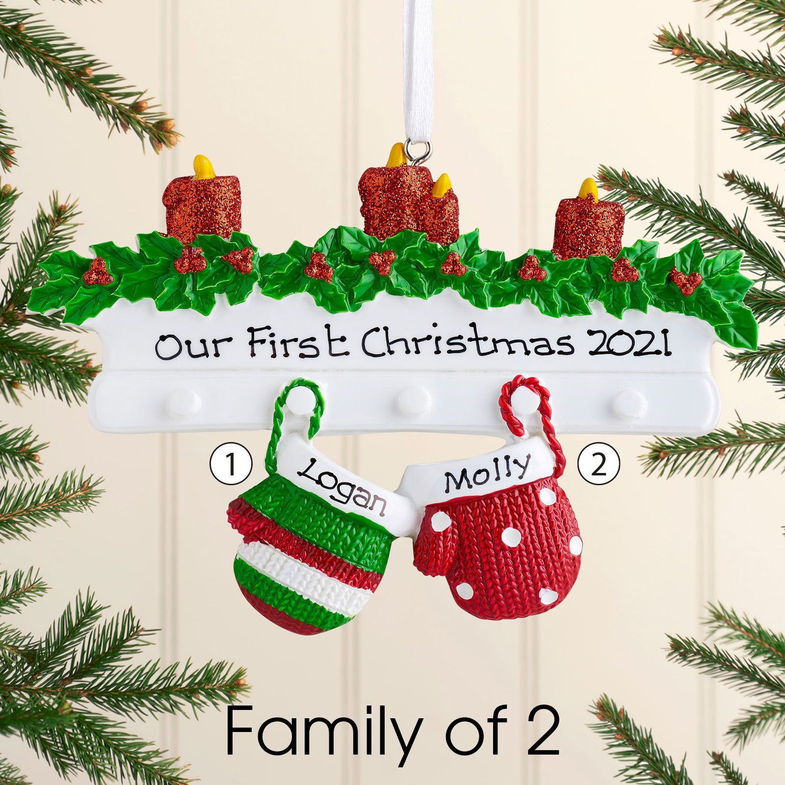 Christmas Ornament - Personalised Family Christmas Xmas Tree Decoration Ornament - Mittens Family