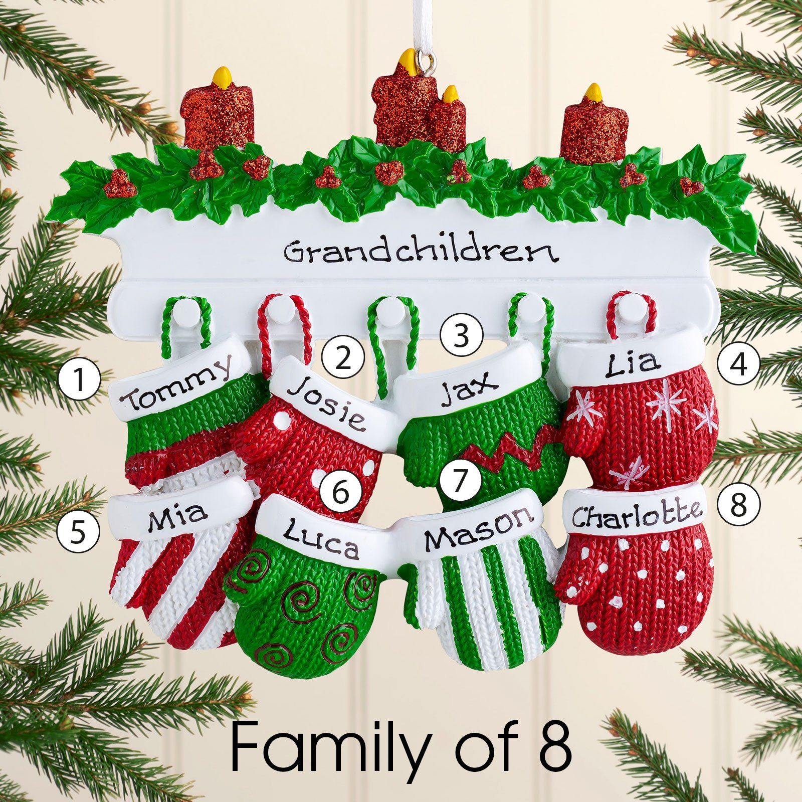 Christmas Ornament - Personalised Family Christmas Xmas Tree Decoration Ornament - Mittens Family