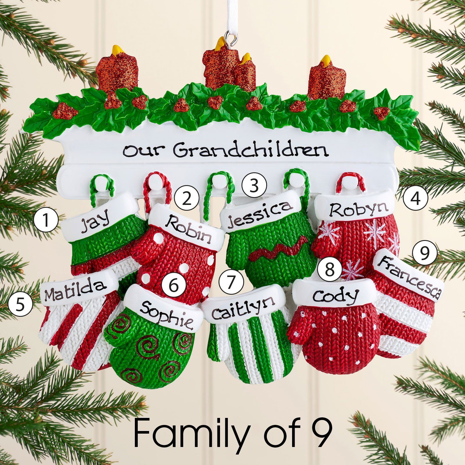 Christmas Ornament - Personalised Family Christmas Xmas Tree Decoration Ornament - Mittens Family