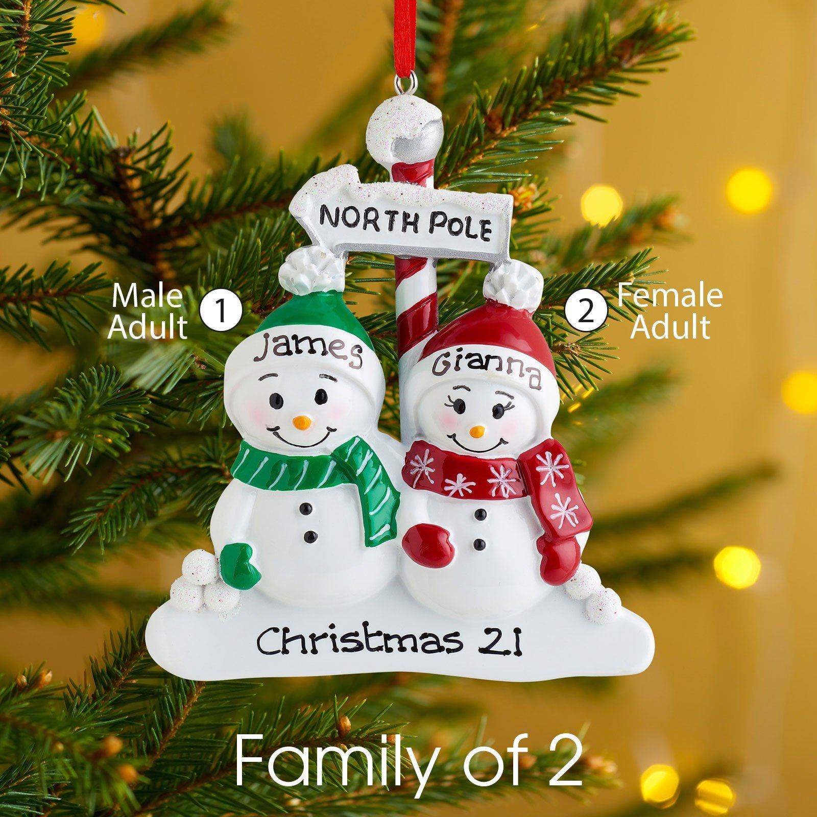Christmas Ornament - Personalised Family Christmas Xmas Tree Decoration Ornament - North Pole Family