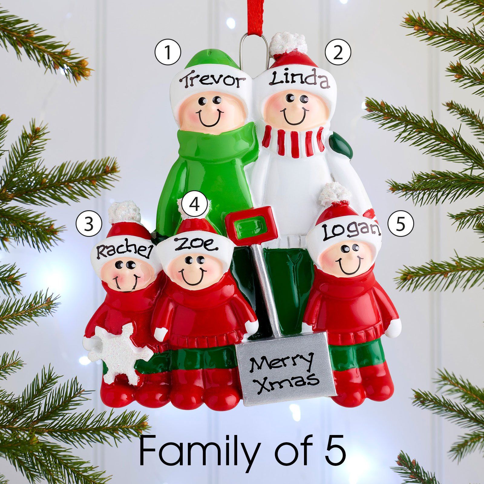 Christmas Ornament - Personalised Family Christmas Xmas Tree Decoration Ornament -  Shovel Family