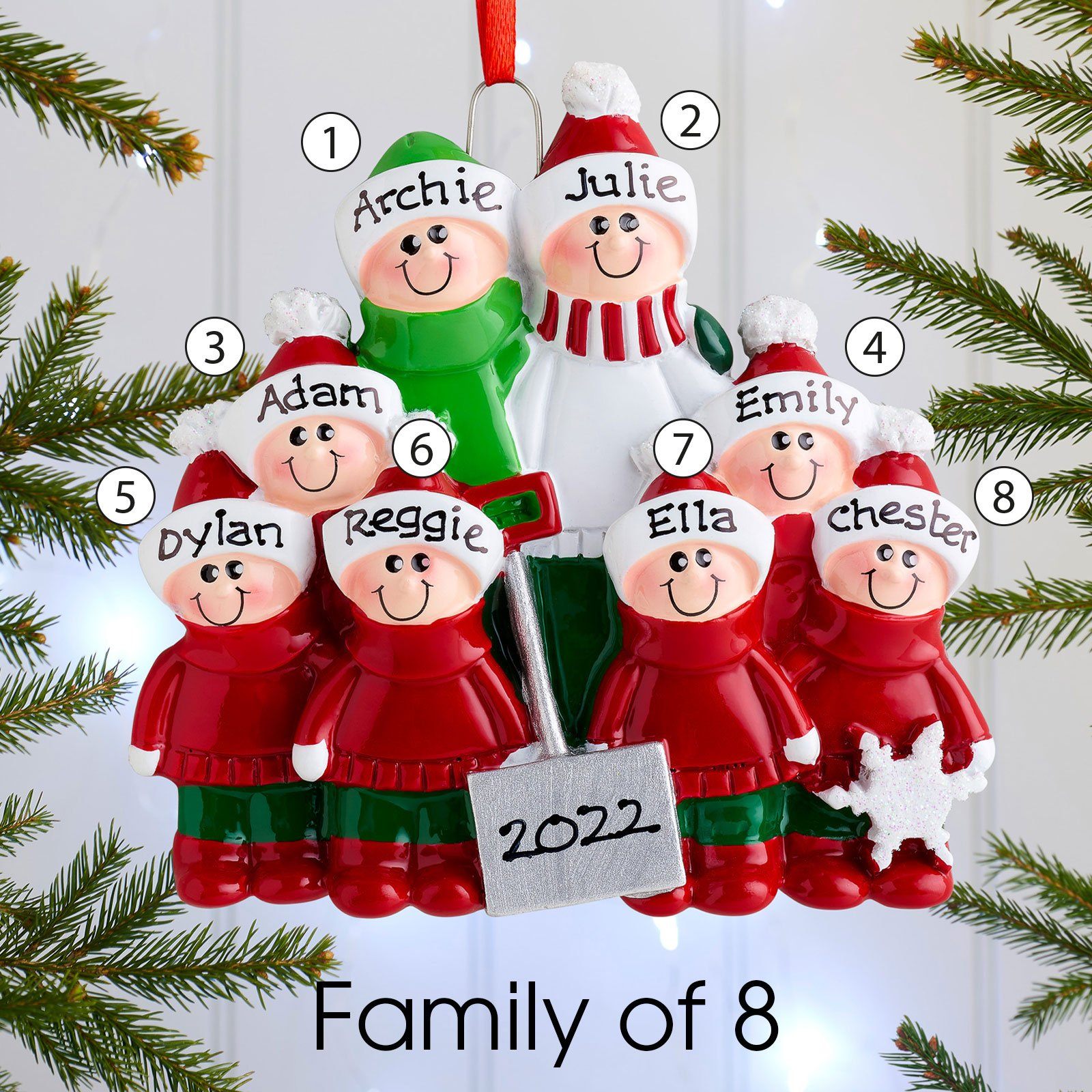 Christmas Ornament - Personalised Family Christmas Xmas Tree Decoration Ornament -  Shovel Family