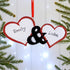Christmas Ornament - Personalised Family Christmas Xmas Tree Decoration Ornament - Two Hearts