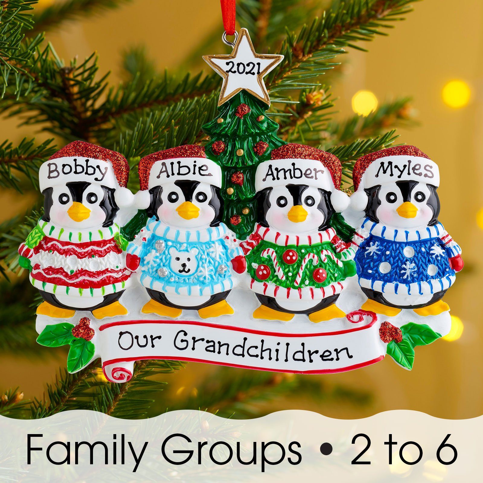 Christmas Ornament - Personalised Family Christmas Xmas Tree Decoration Ornament - Ugly Sweater Family