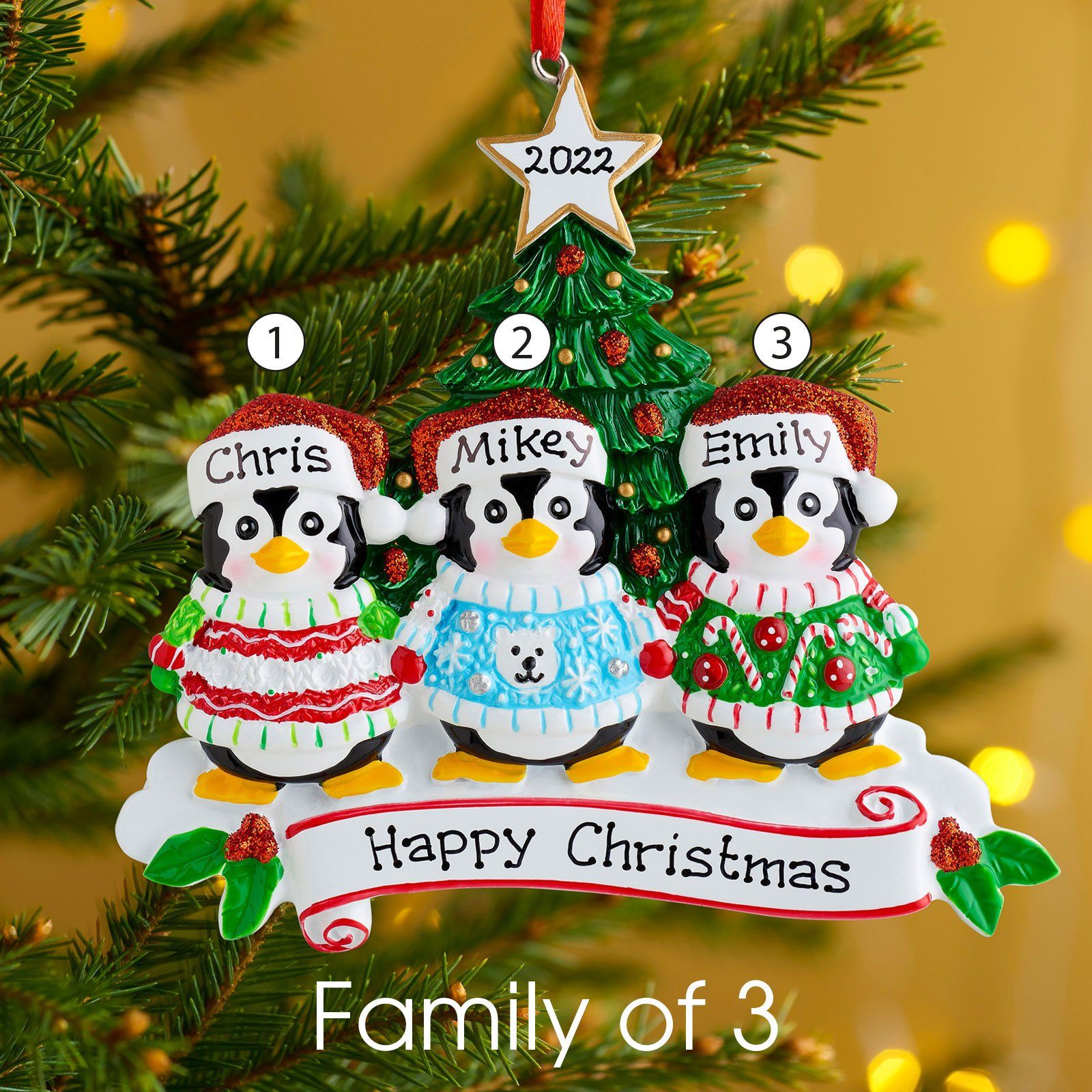 Christmas Ornament - Personalised Family Christmas Xmas Tree Decoration Ornament - Ugly Sweater Family