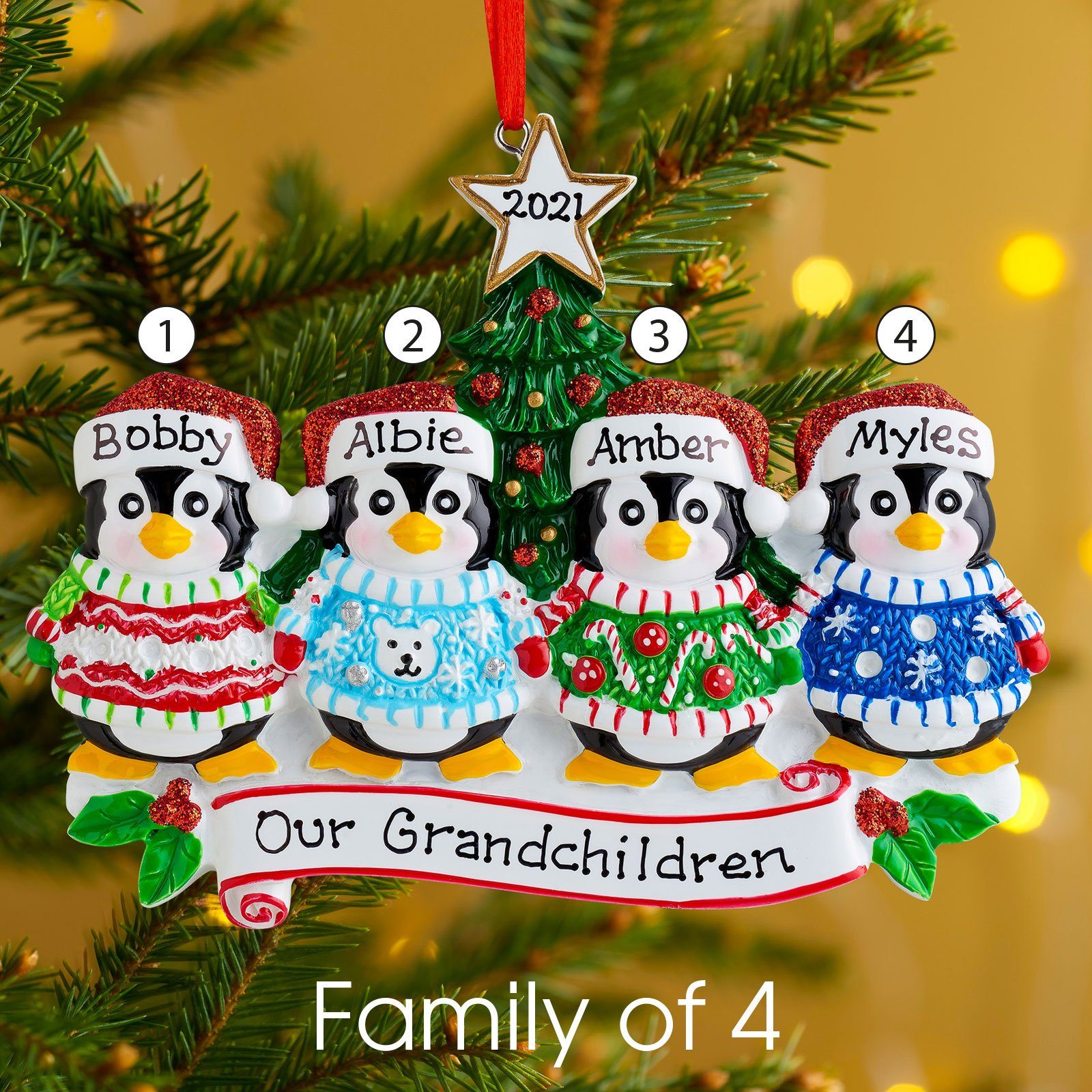 Christmas Ornament - Personalised Family Christmas Xmas Tree Decoration Ornament - Ugly Sweater Family