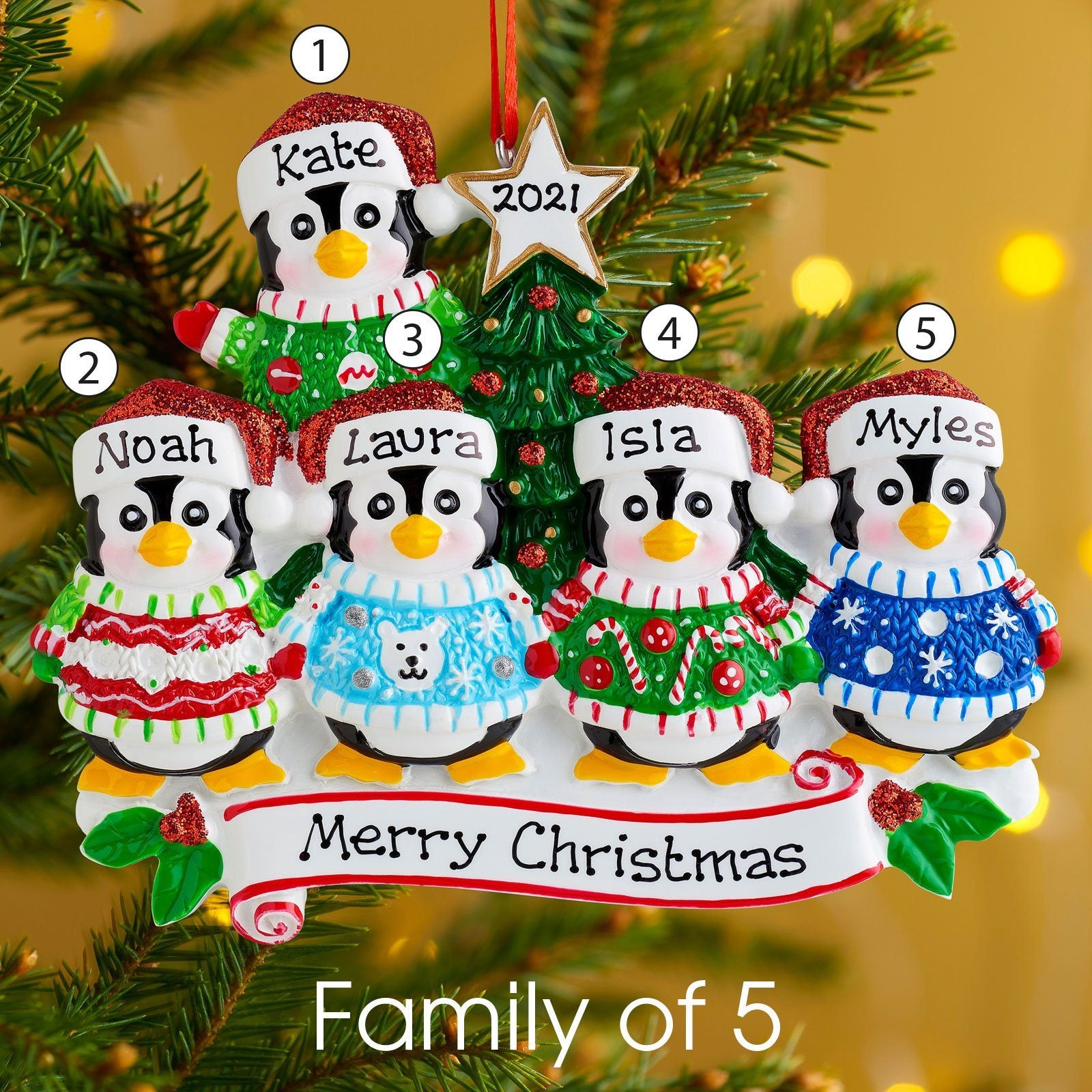 Christmas Ornament - Personalised Family Christmas Xmas Tree Decoration Ornament - Ugly Sweater Family