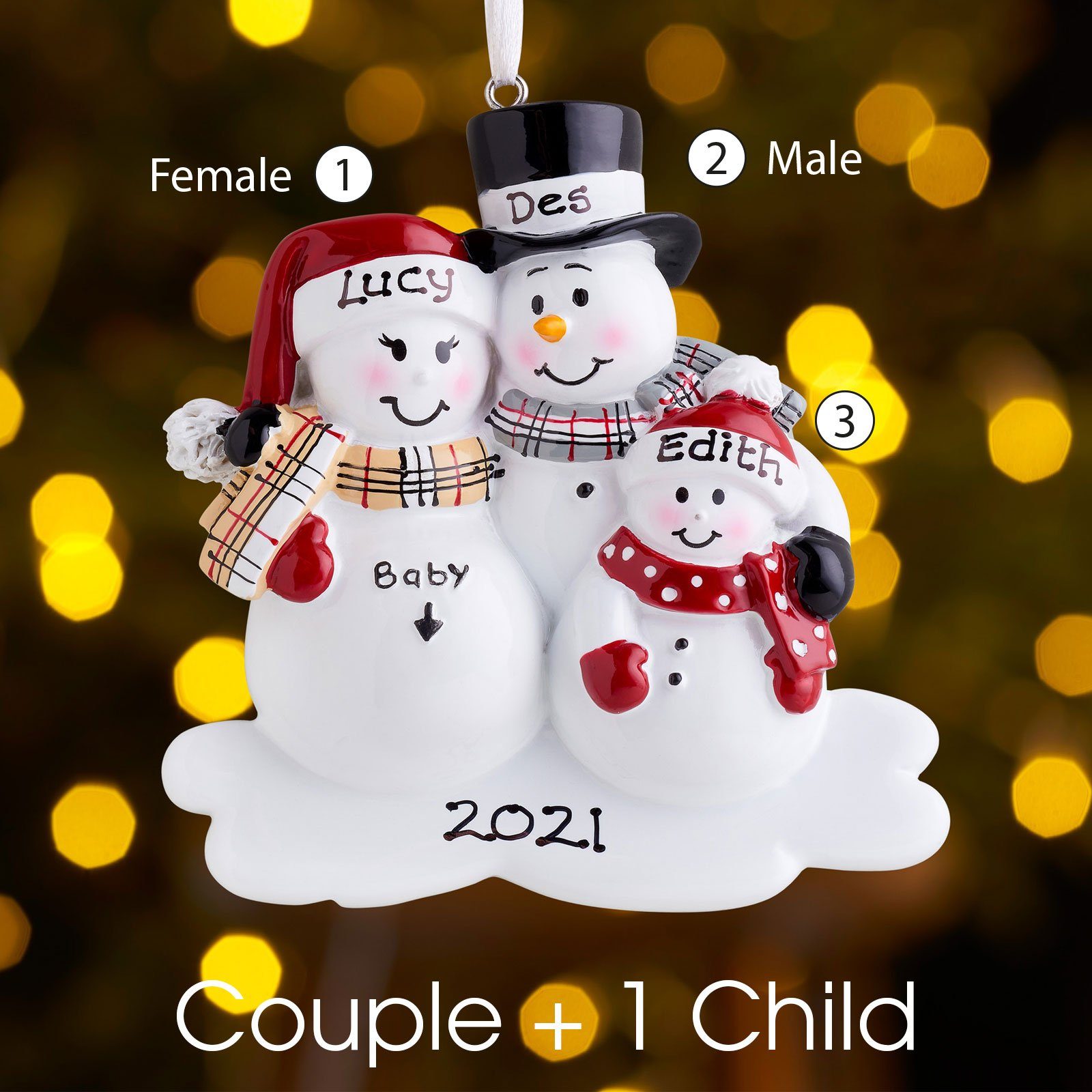 Christmas Ornament - Personalised Family Christmas Xmas Tree Decoration Ornament - We're Expecting