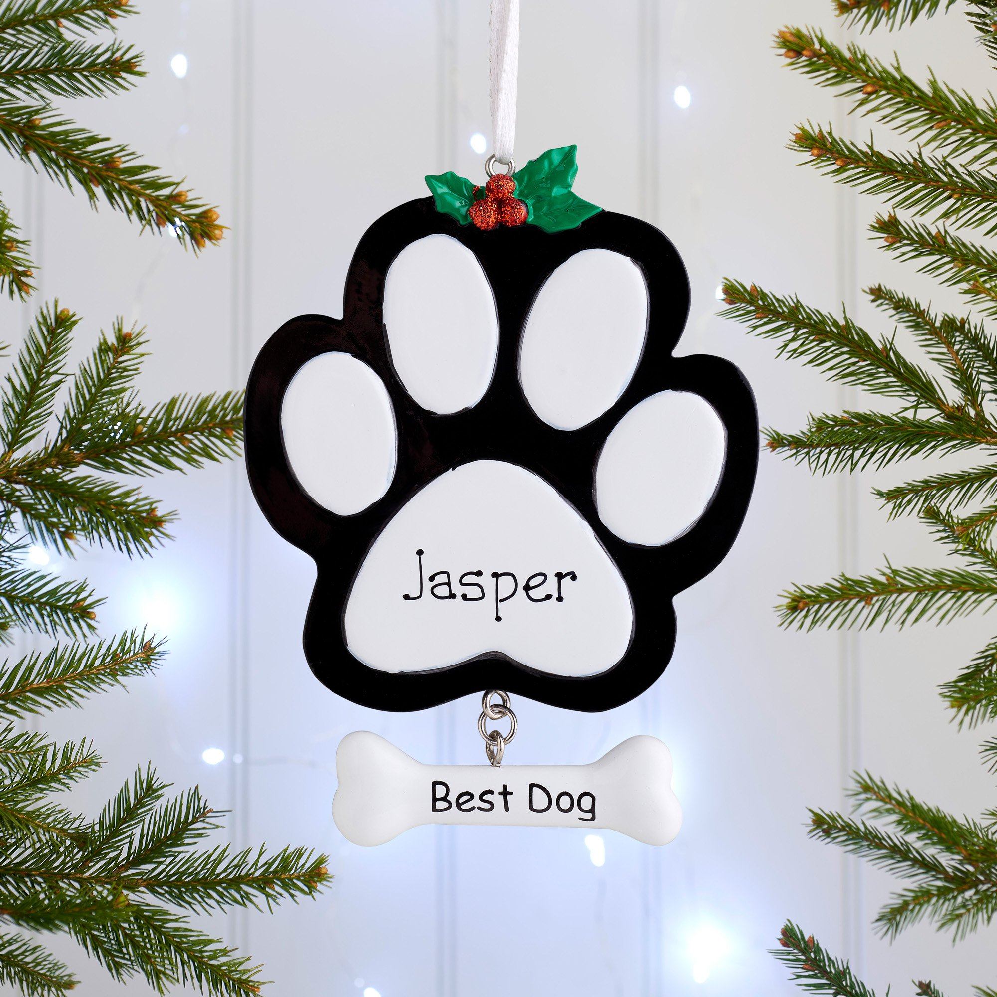 Ornamento Albero Natale Printtoo Personalizzato: Acrilico Trasparente Inciso Con Zampa Cane/gatto, Con Scatola Regalo, Ricordo Animale Domestico