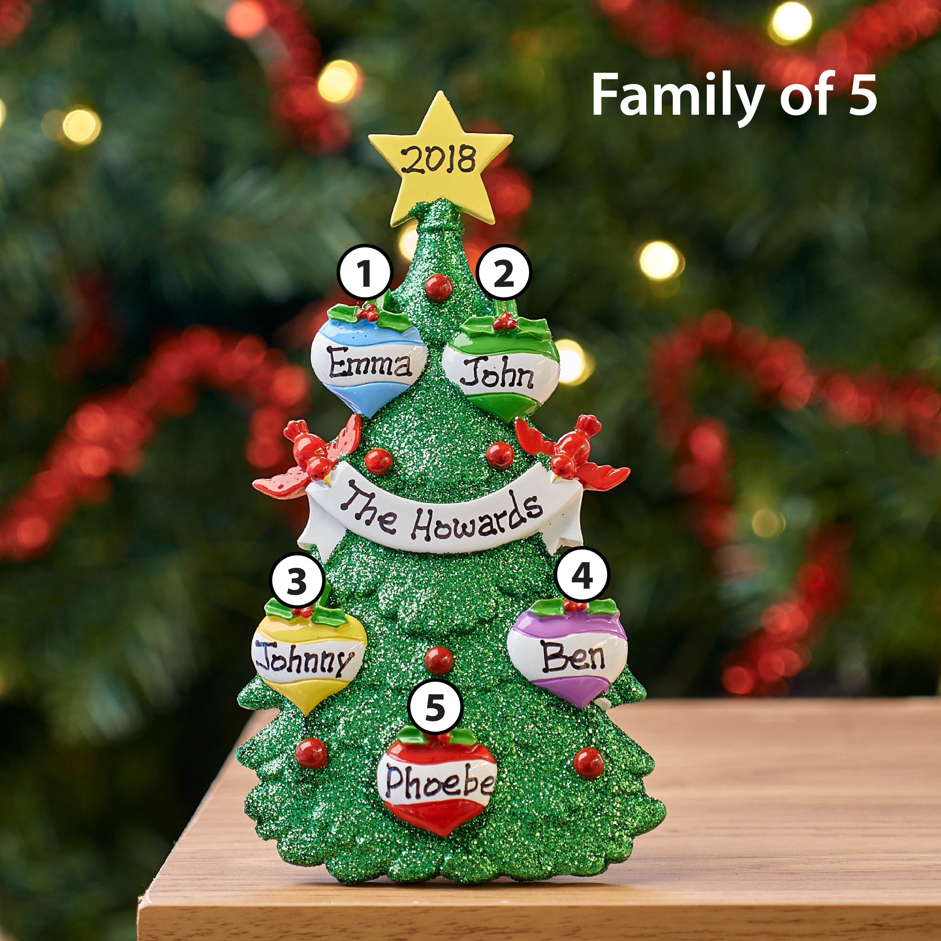 Christmas Table Top - Personalised Family Christmas Xmas Decoration - Green Tree Family - TABLE TOP