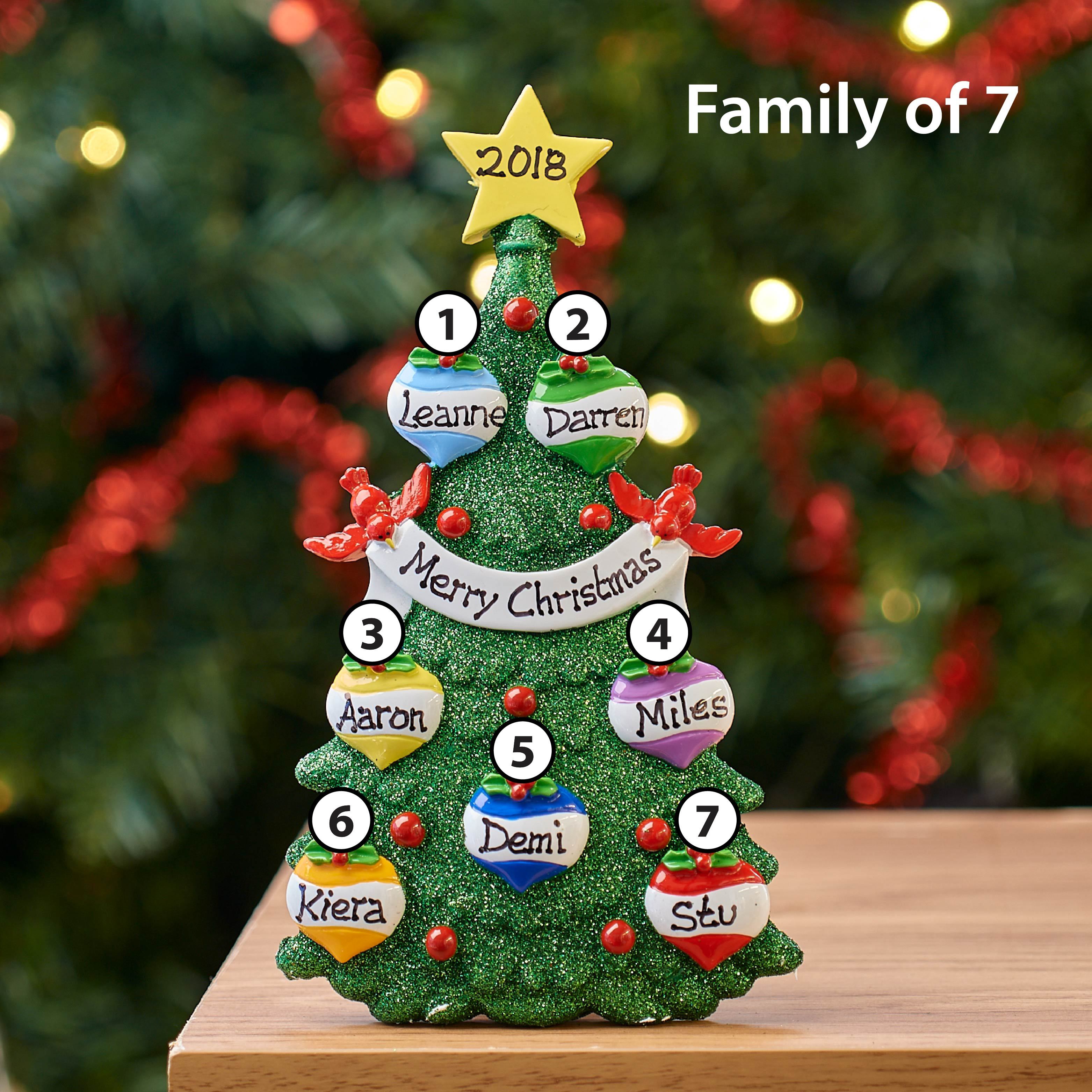 Christmas Table Top - Personalised Family Christmas Xmas Decoration - Green Tree Family - TABLE TOP