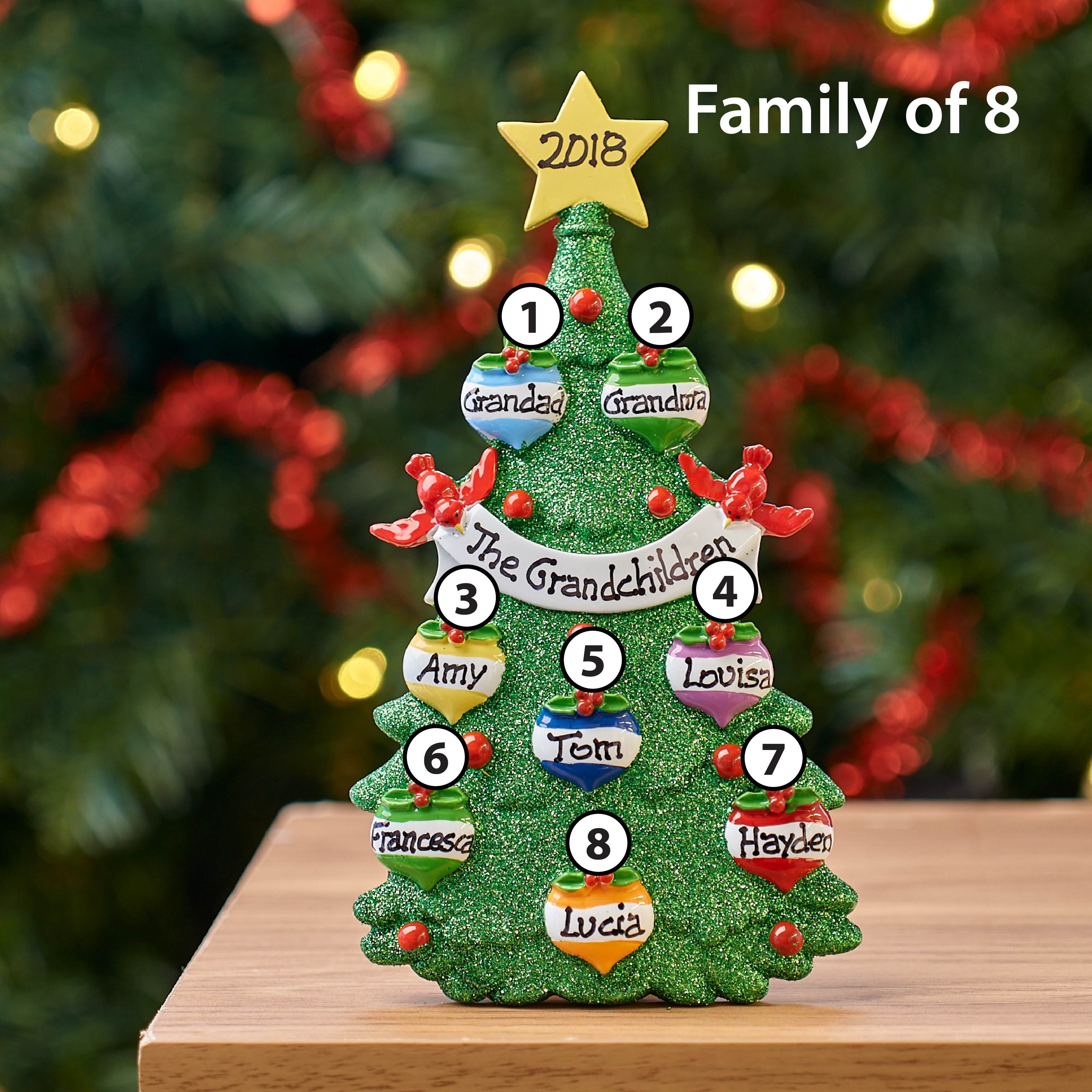 Christmas Table Top - Personalised Family Christmas Xmas Decoration - Green Tree Family - TABLE TOP