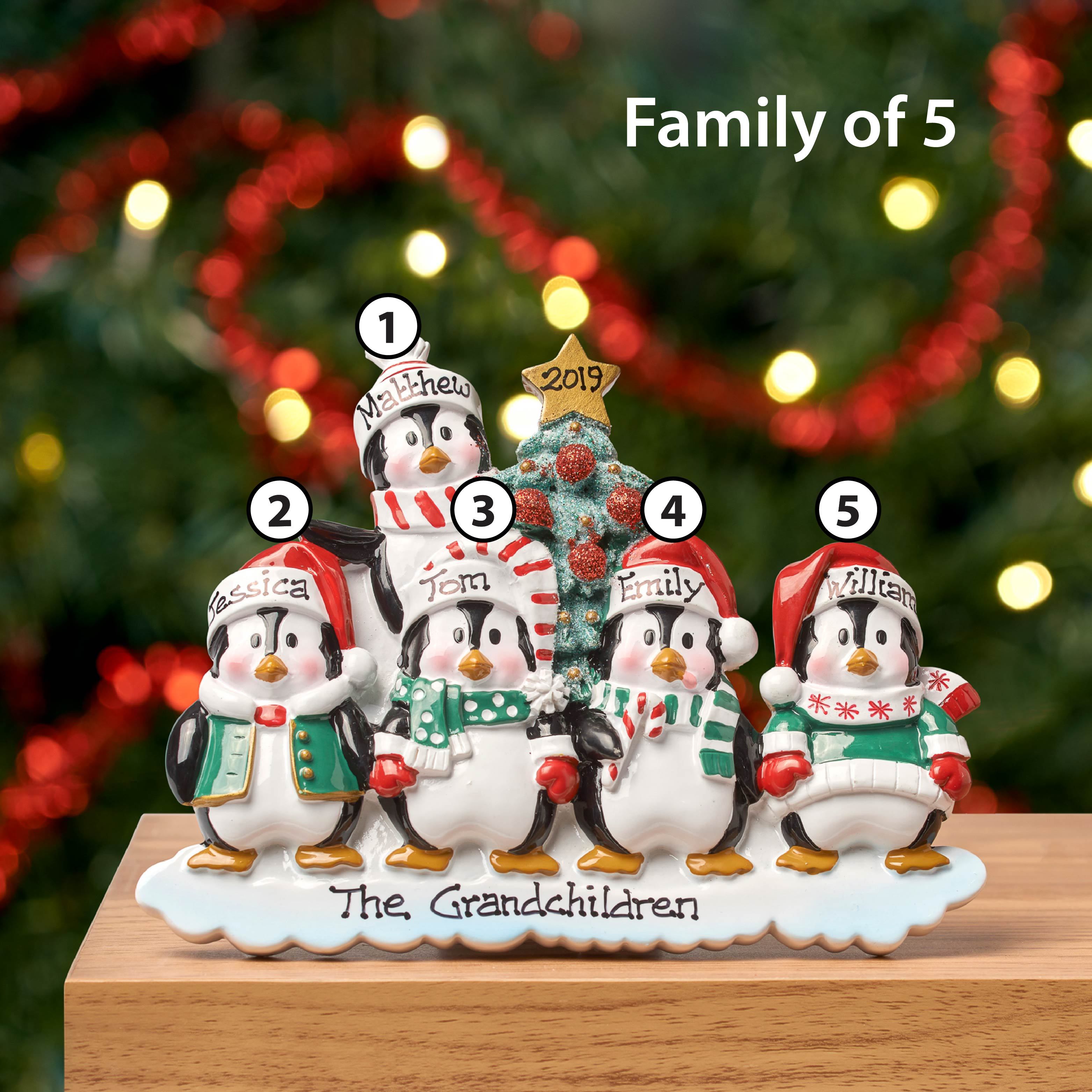 Christmas Table Top - Personalised Family Christmas Xmas Decoration - Penguin Family - TABLE TOP