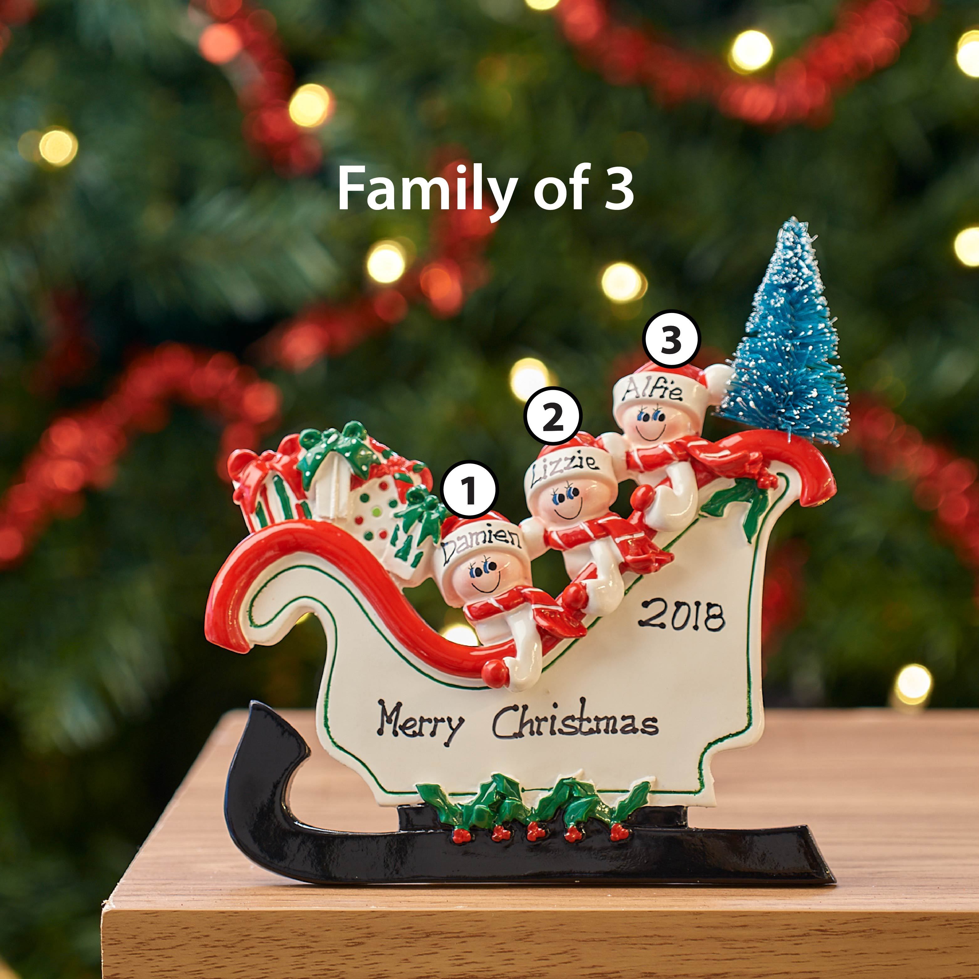 Christmas Table Top - Personalised Family Christmas Xmas Decoration - Sleigh Family  - TABLE TOP