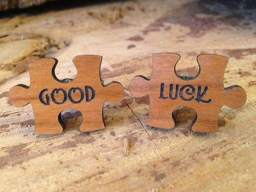 Cufflink - Personalised Wooden Jigsaw Cufflinks With Silver Plated Back