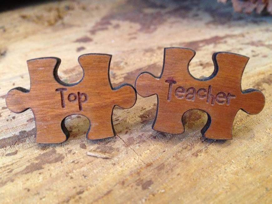 Cufflink - Personalised Wooden Jigsaw Cufflinks With Silver Plated Back