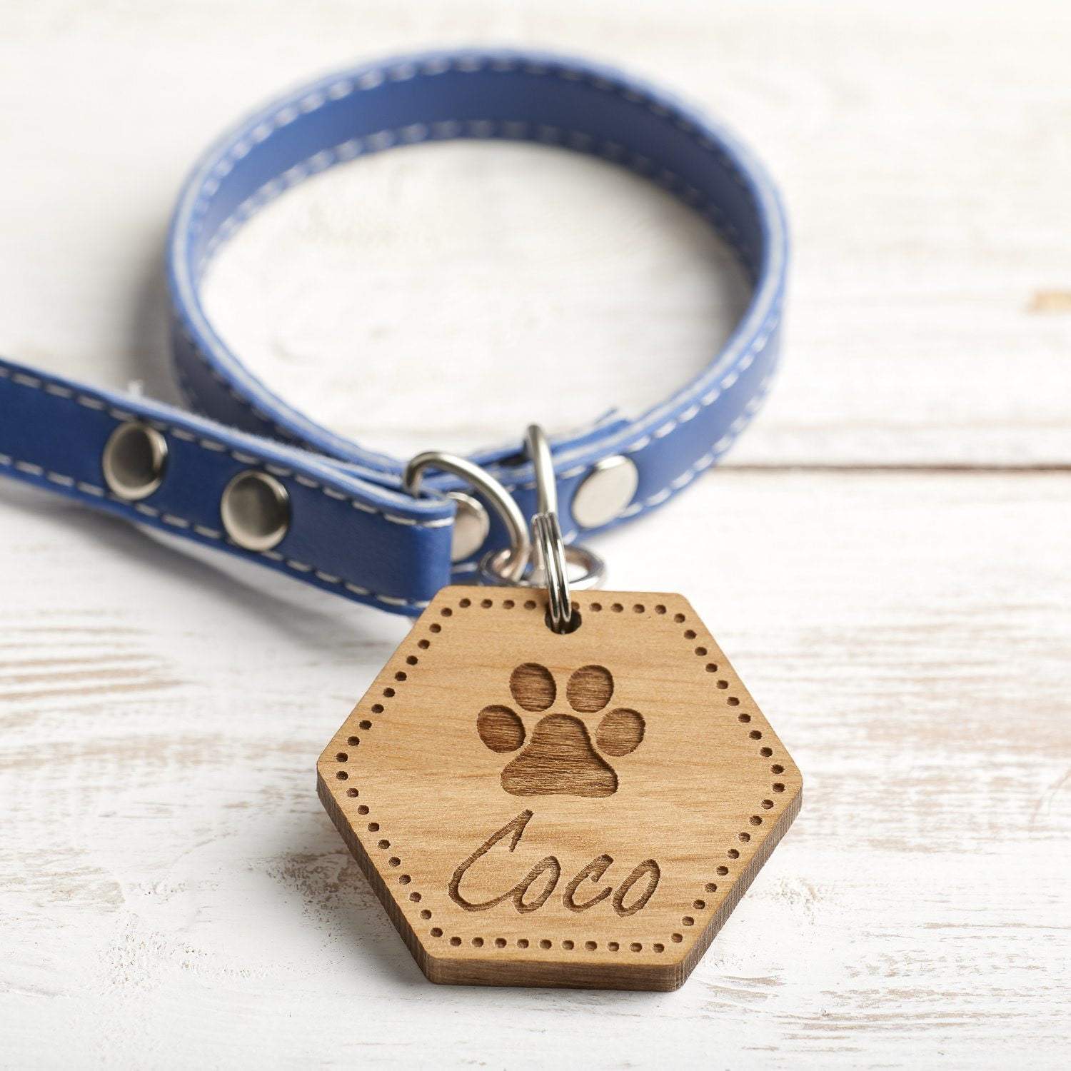 Dog Tag - Personalised Wooden Pet, Dog, Cat Identification, ID, Name Tag