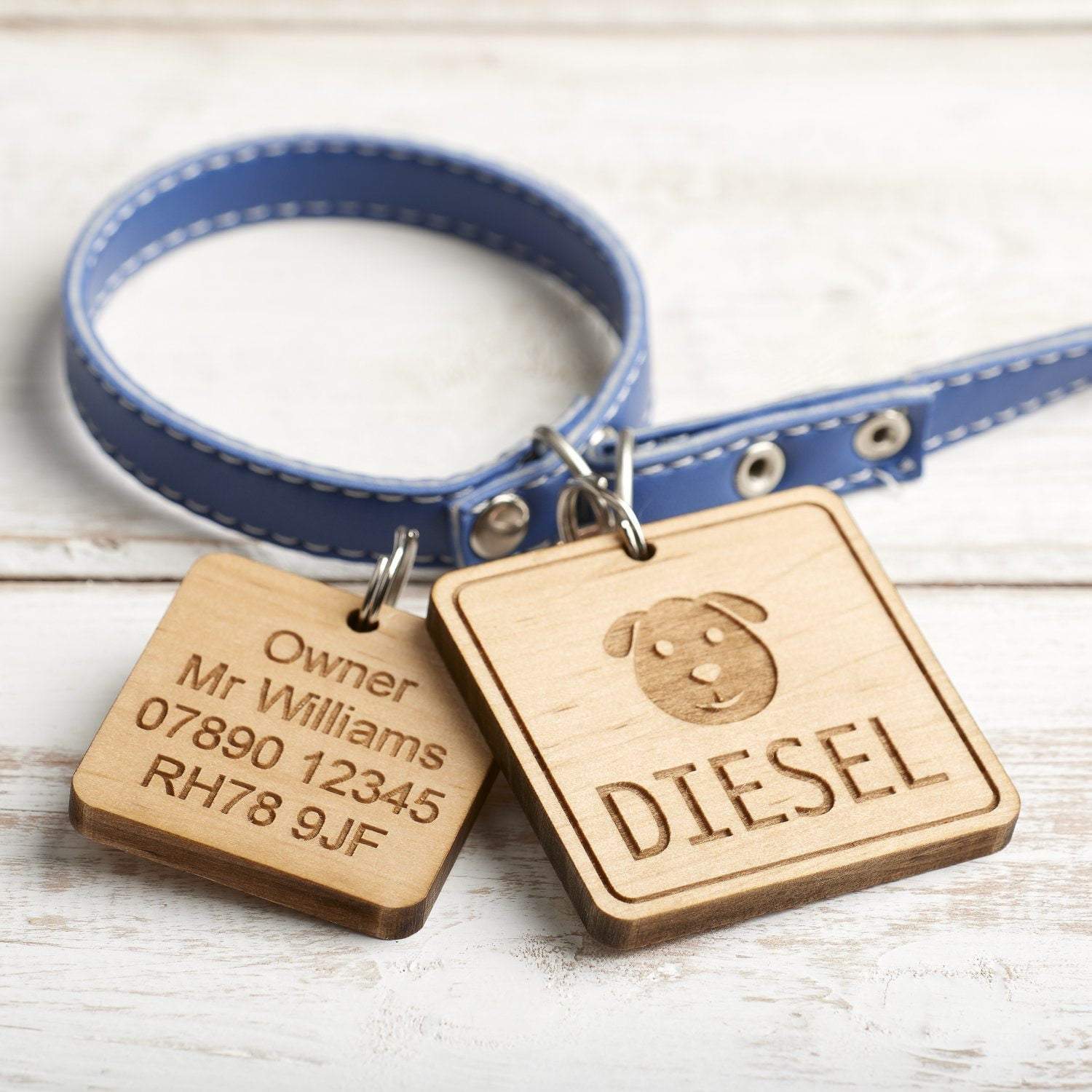 Dog Tag - Personalised Wooden Pet, Dog, Cat Identification, ID, Name Tag