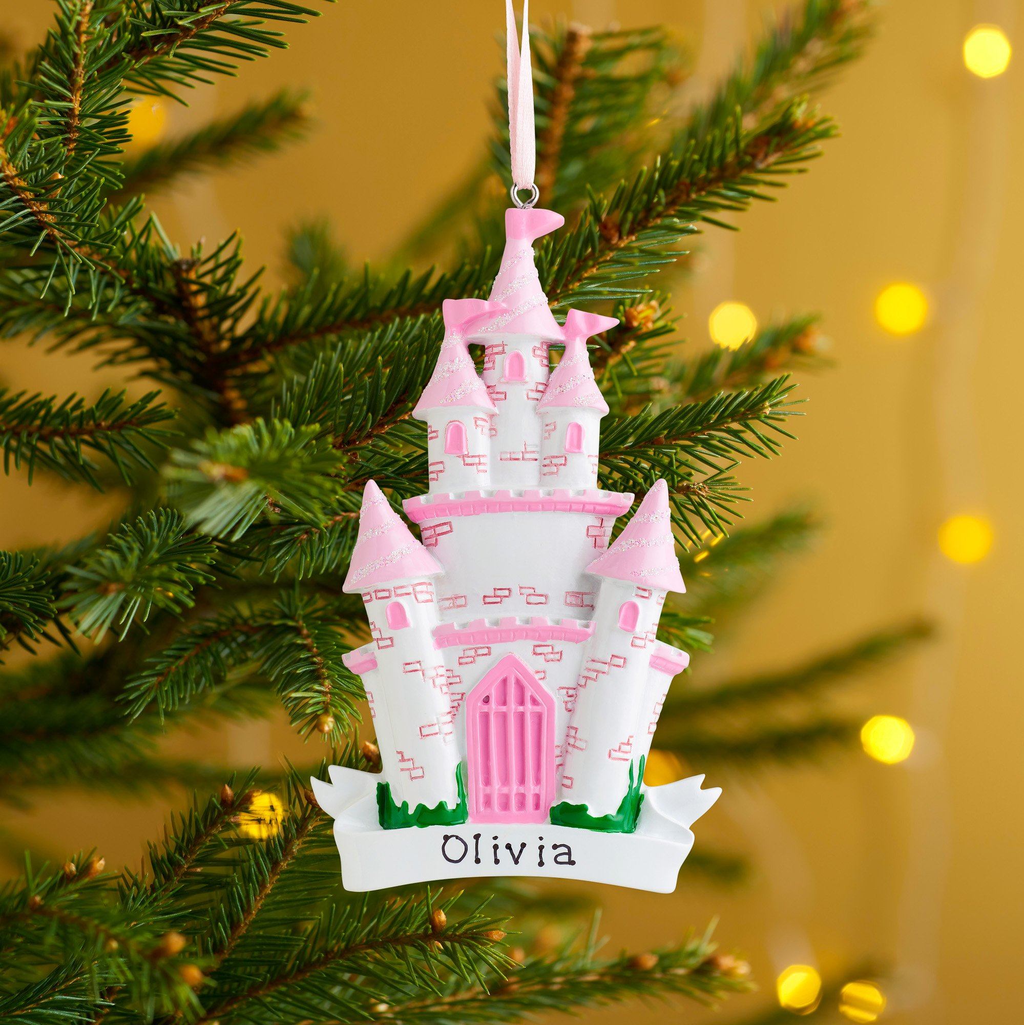 Christmas Ornament - Personalised Family Christmas Xmas Tree Decoration Ornament - Princess Castle