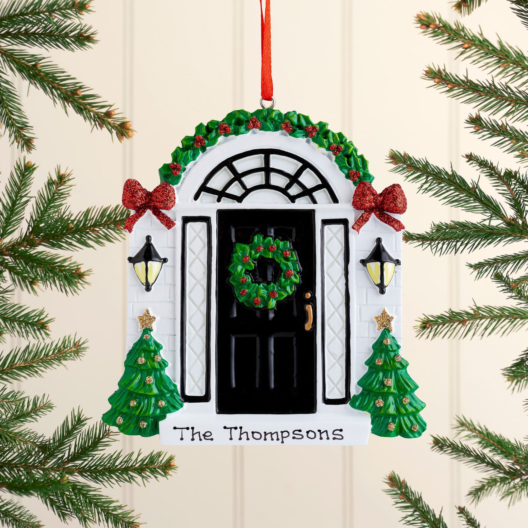 Christmas Ornament - Personalised Family Christmas Xmas Tree Decoration Ornament - Elegant Black Door