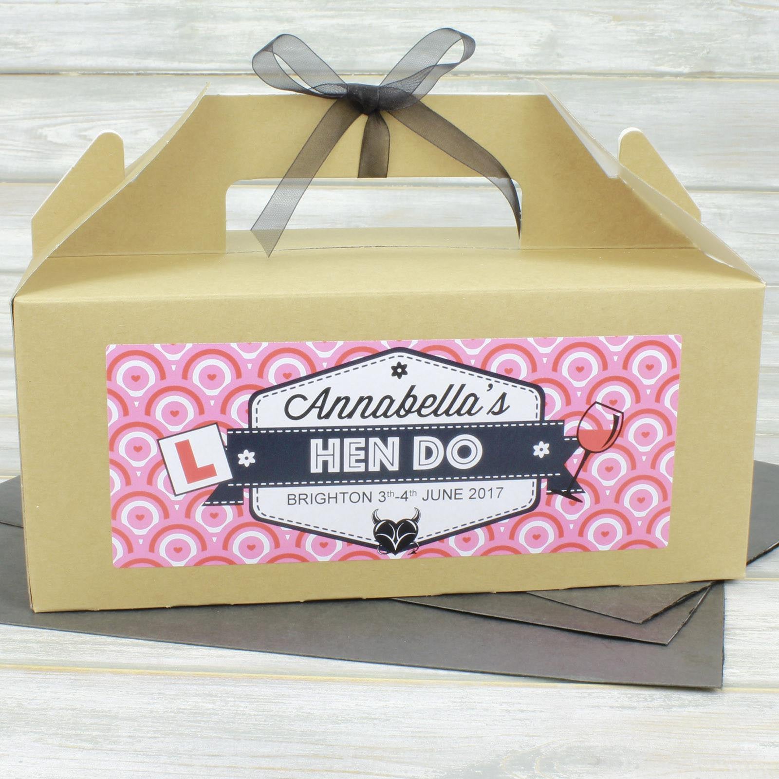 Hen Party Box - Personalised Hen Party Box Gift Favour (Empty) - Circle