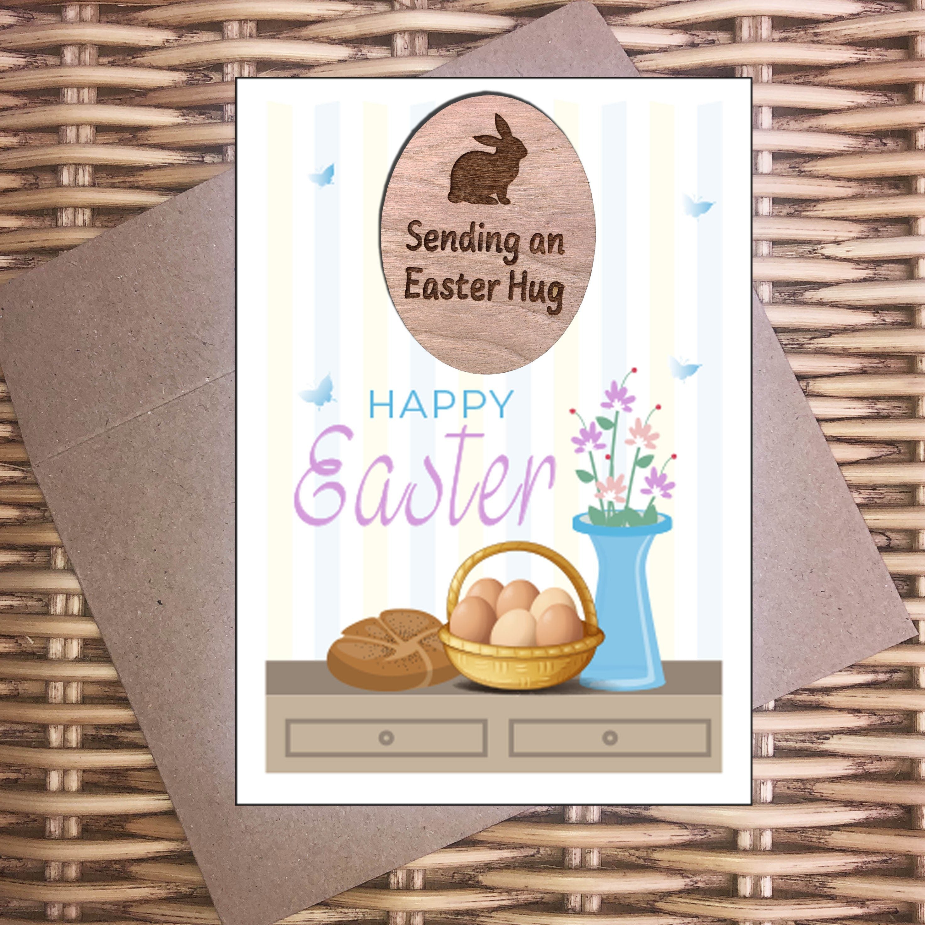 Hug - Easter Wooden Hug Token - Butterflies