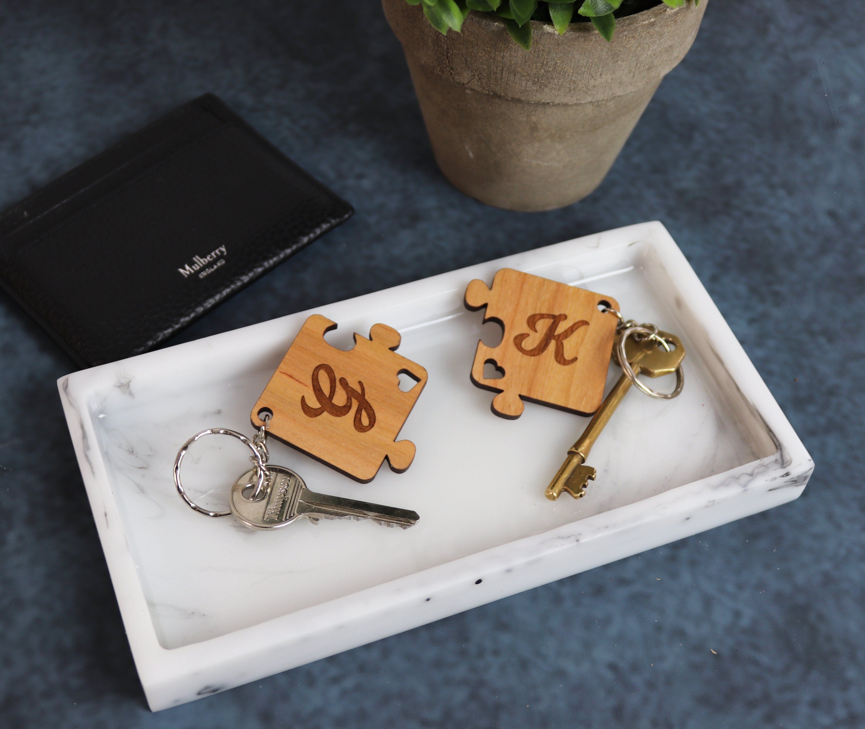 Personalised Couples Initials Puzzle Piece Keyrings