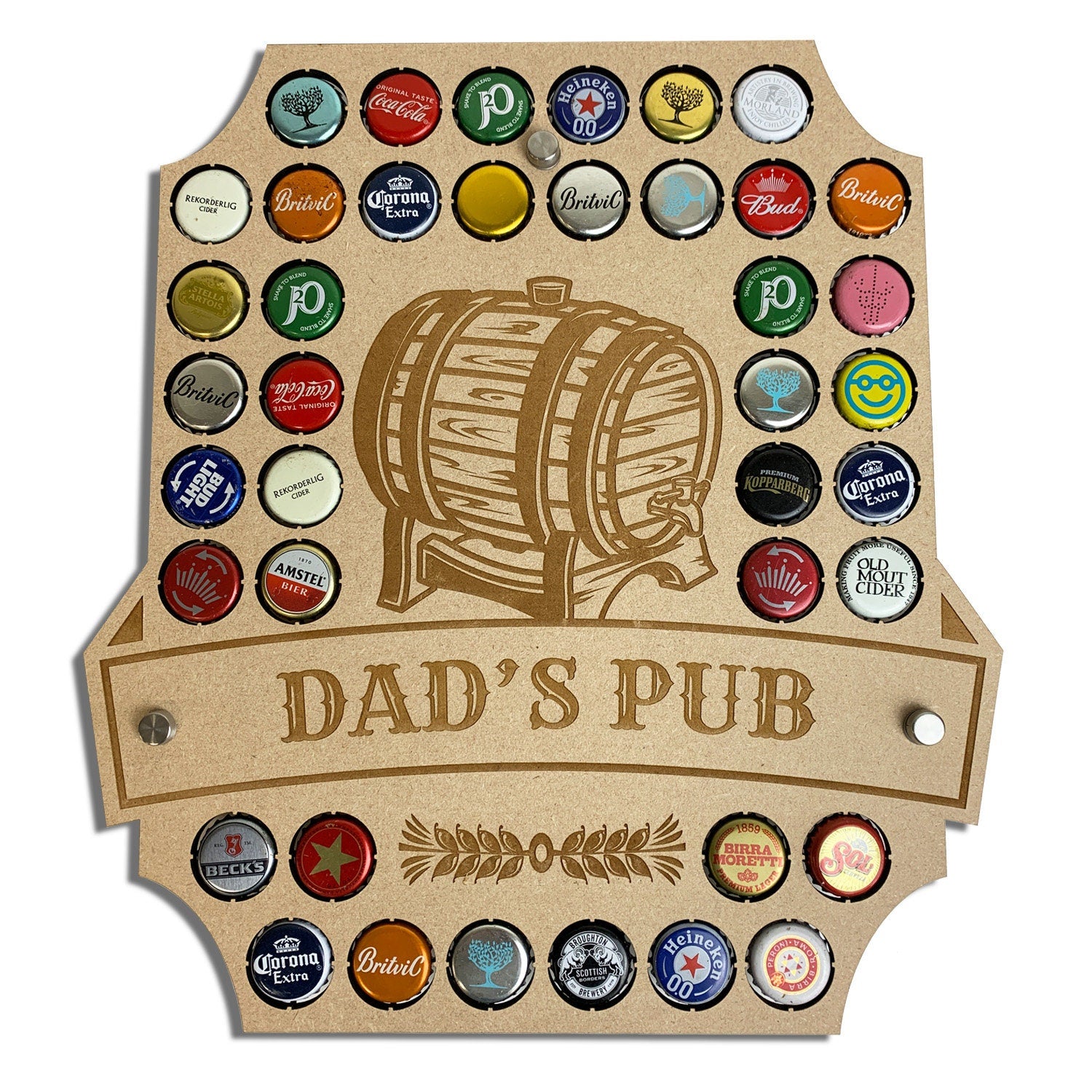 Personalised Pub Sign, Beer Cap Holder, 40 Bottle Top Display