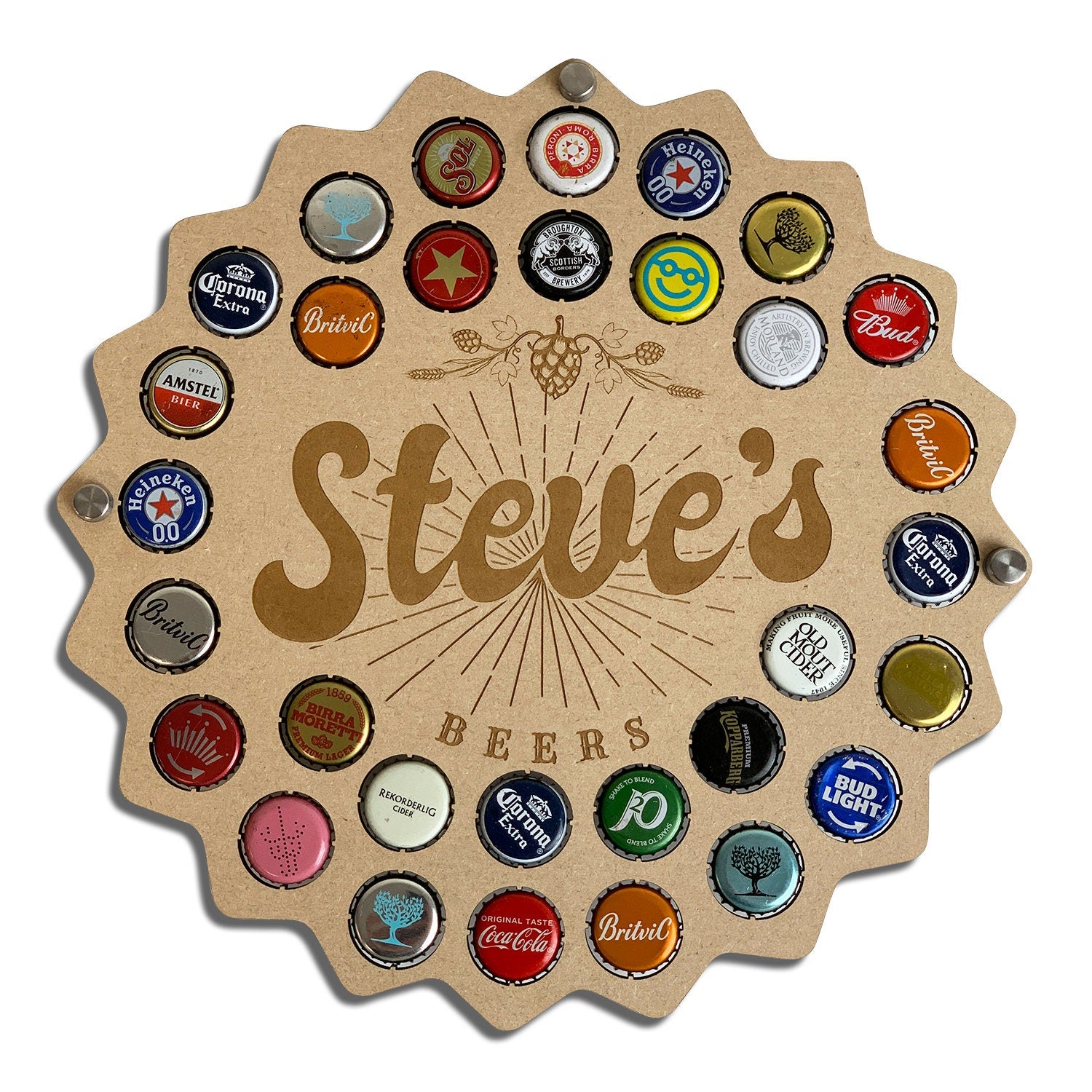 Personalised Pub Sign, Beer Cap Holder, 31 Bottle Top Holder