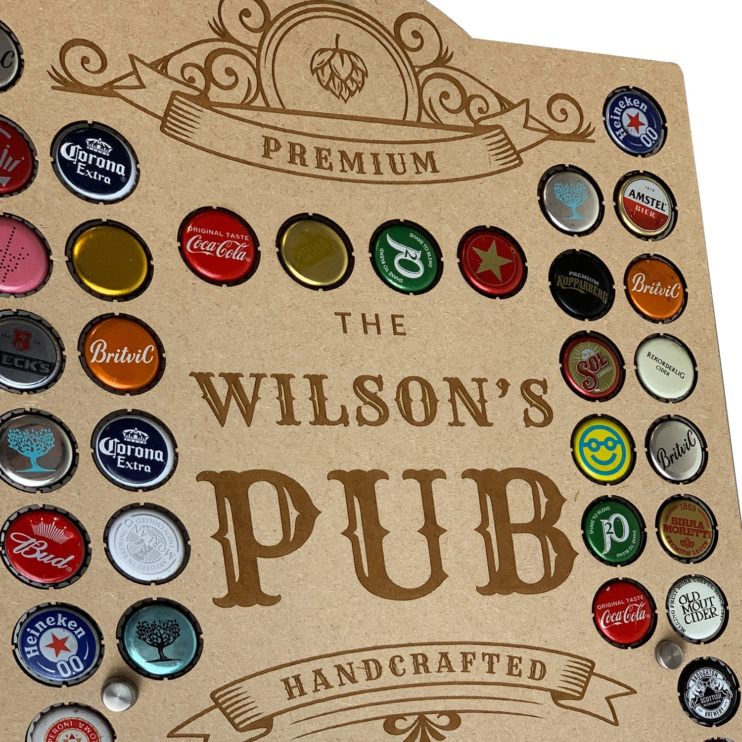 Personalised Pub Sign - 40 Beer Cap Holder