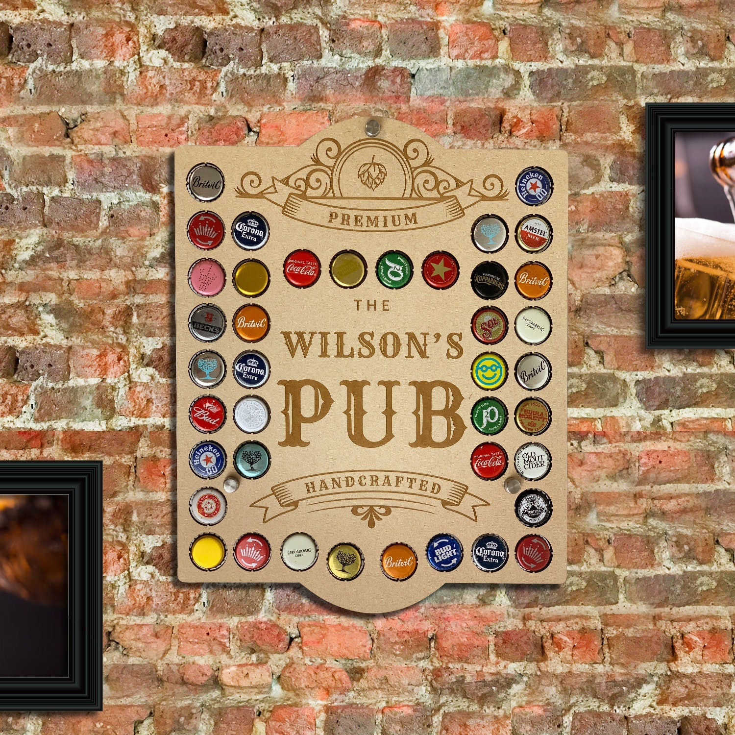 Personalised Pub Sign - 40 Beer Cap Holder