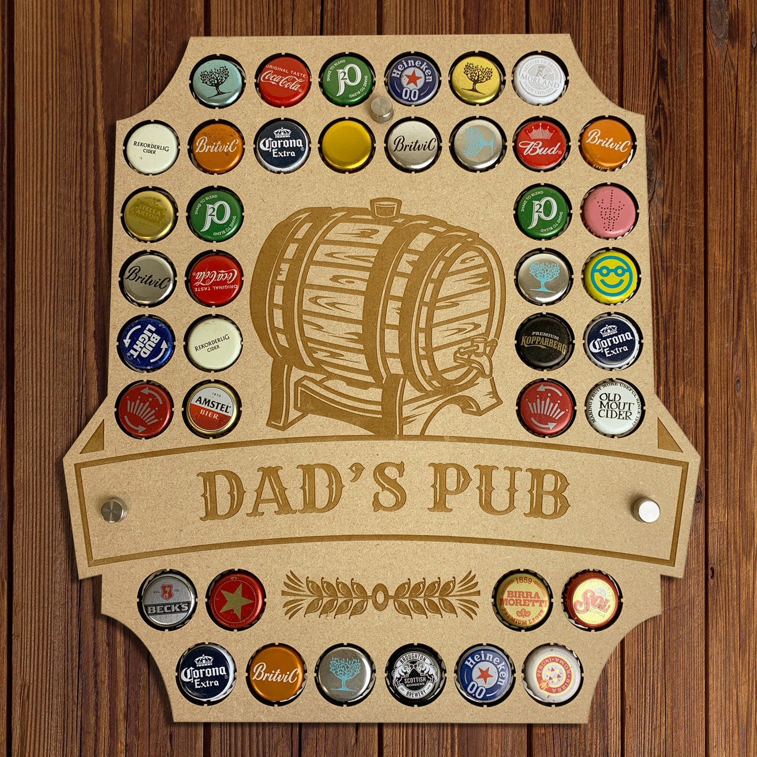 Personalised Pub Sign, Beer Cap Holder, 40 Bottle Top Display