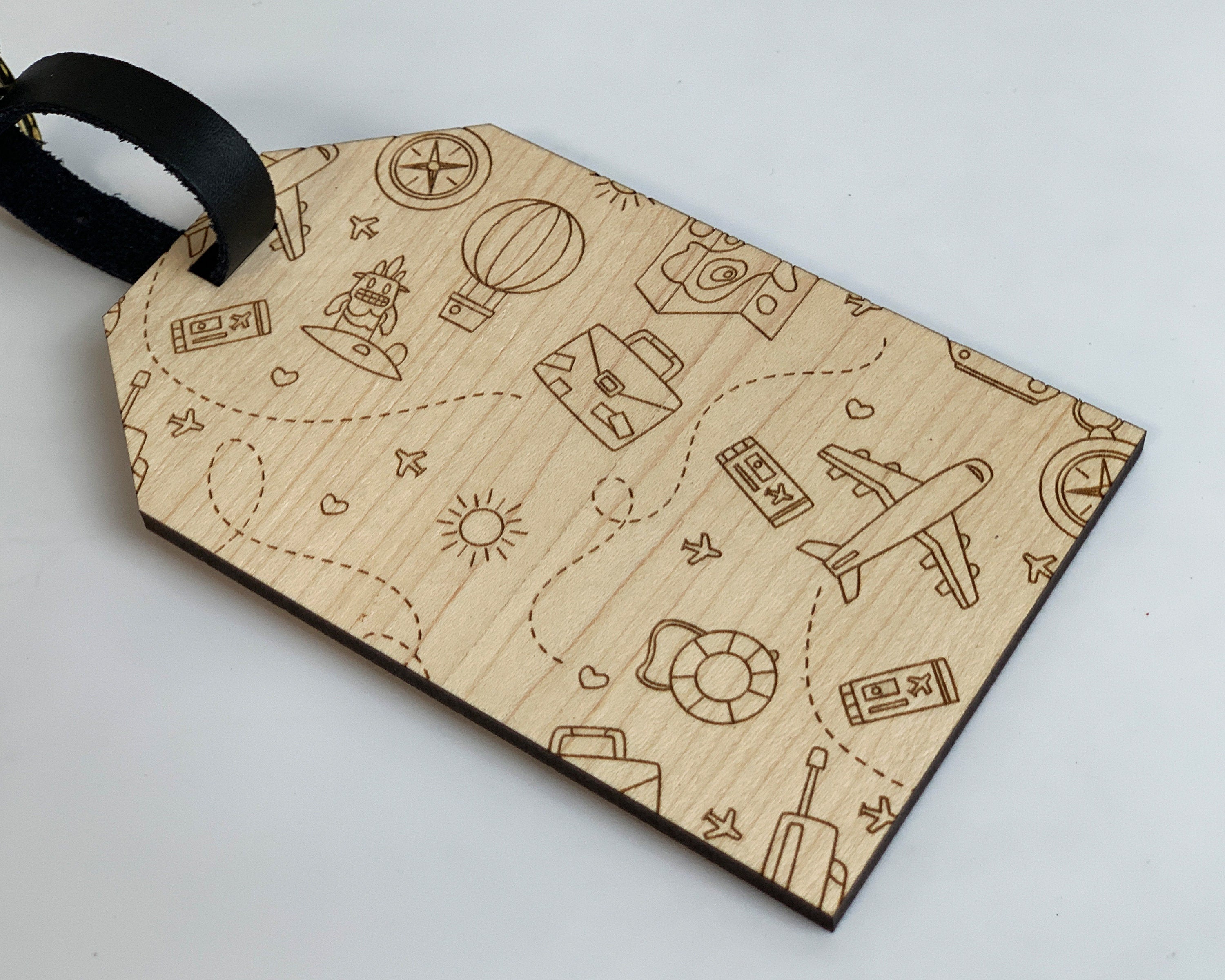 Personalised Wooden Luggage Tag - Lets Travel Together