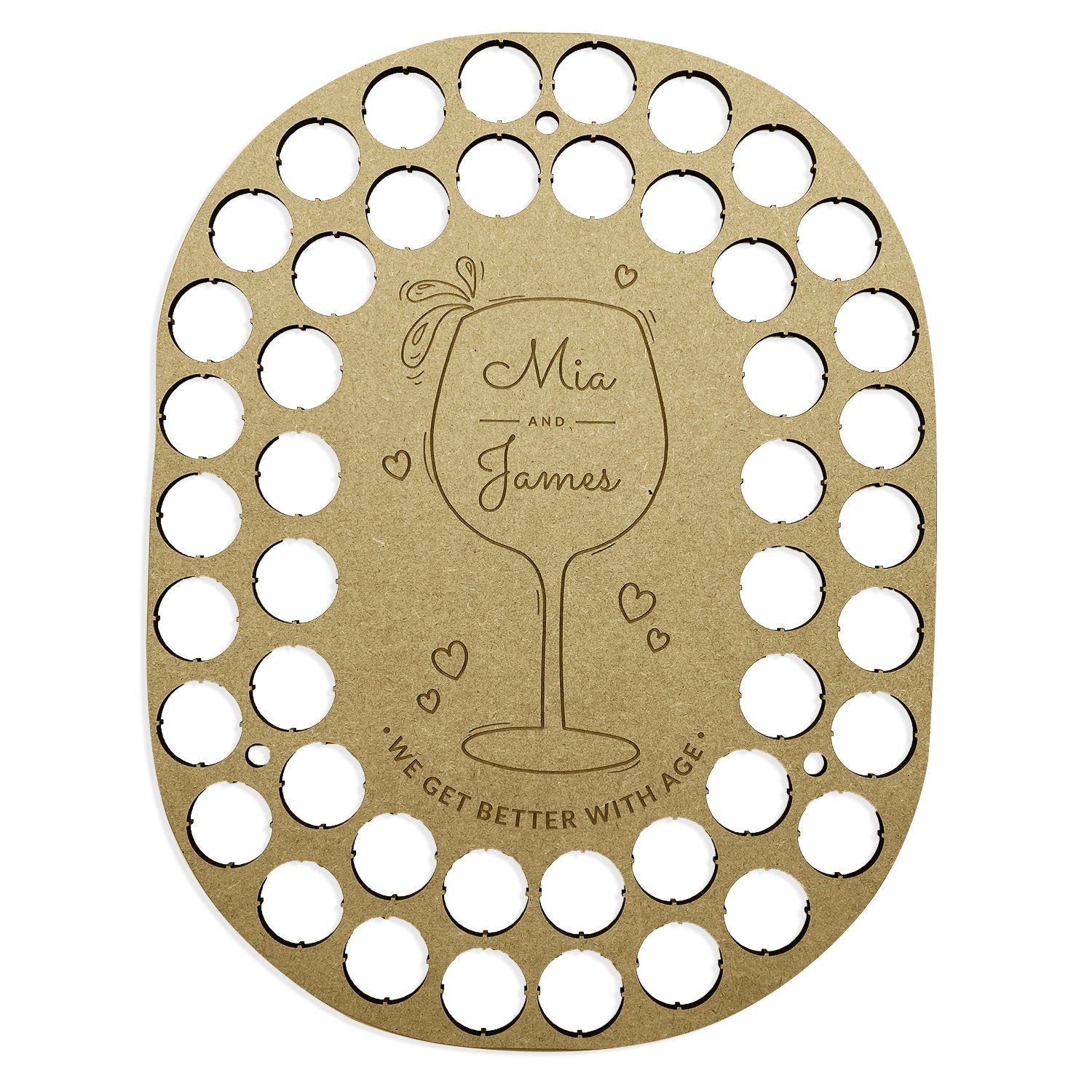 Personalised Wine Cork Collection Wall Display, Oval Shape - Ideal Wedding or Anniversary Gift