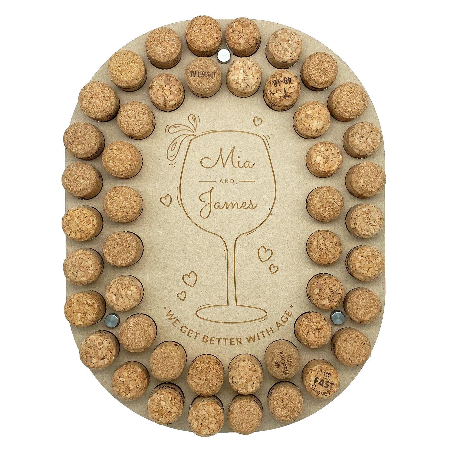 Personalised Wine Cork Collection Wall Display, Oval Shape - Ideal Wedding or Anniversary Gift